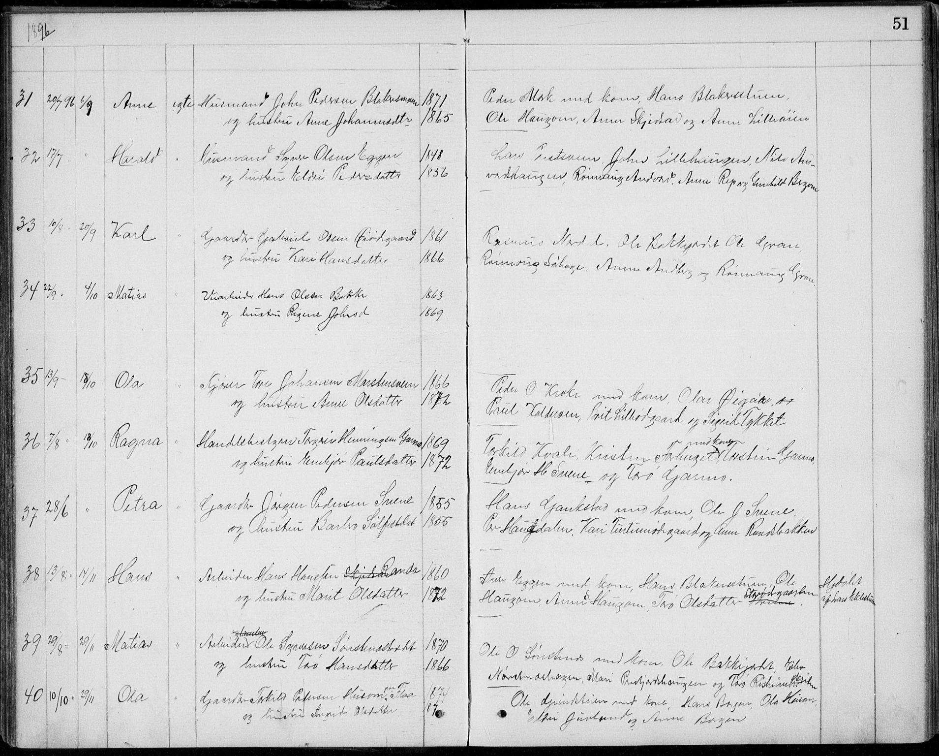 Lom prestekontor, AV/SAH-PREST-070/L/L0013: Parish register (copy) no. 13, 1874-1938, p. 51