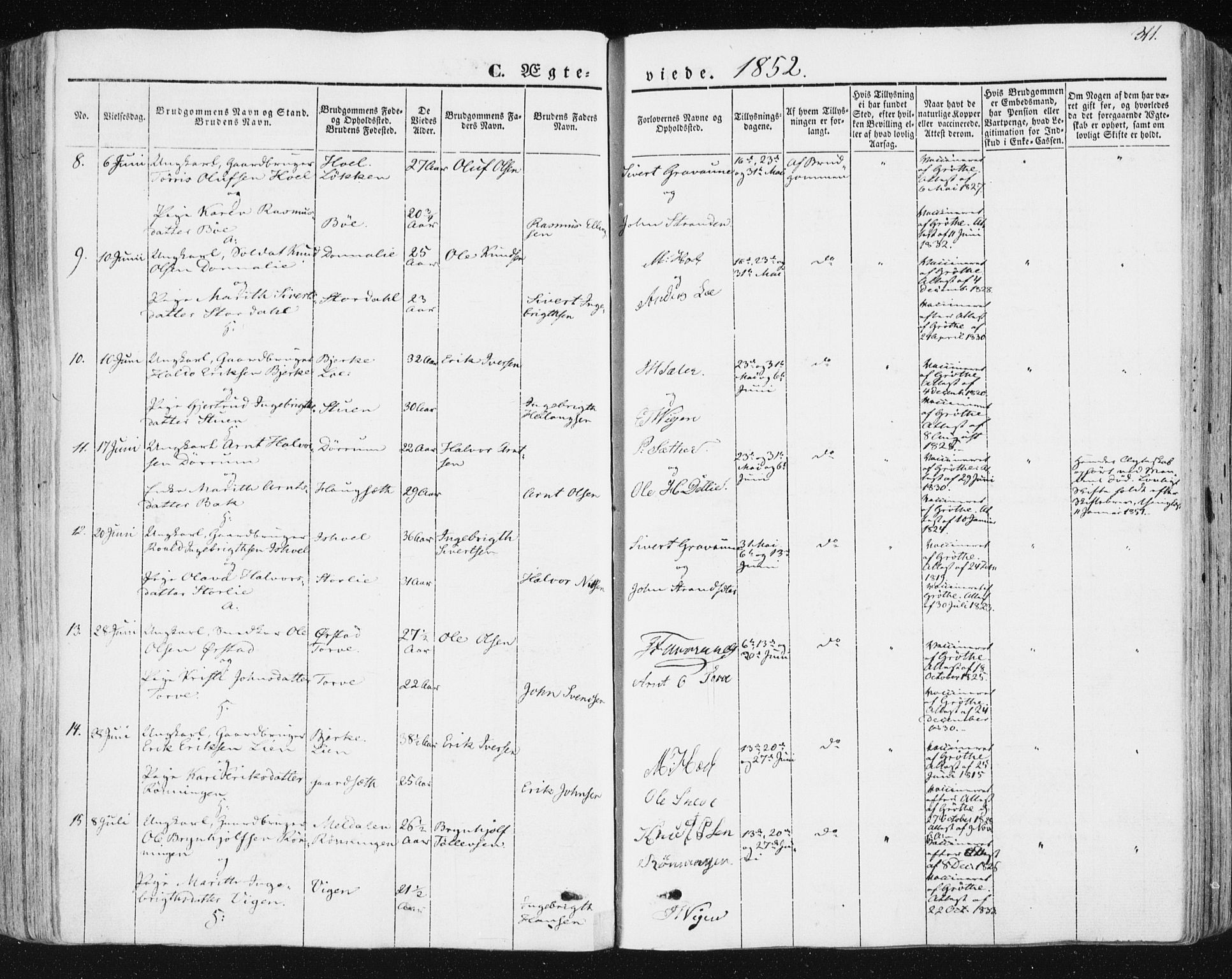 Ministerialprotokoller, klokkerbøker og fødselsregistre - Sør-Trøndelag, AV/SAT-A-1456/678/L0899: Parish register (official) no. 678A08, 1848-1872, p. 311