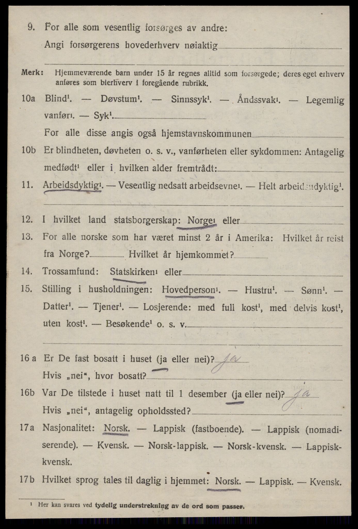 SAT, 1920 census for Lensvik, 1920, p. 373