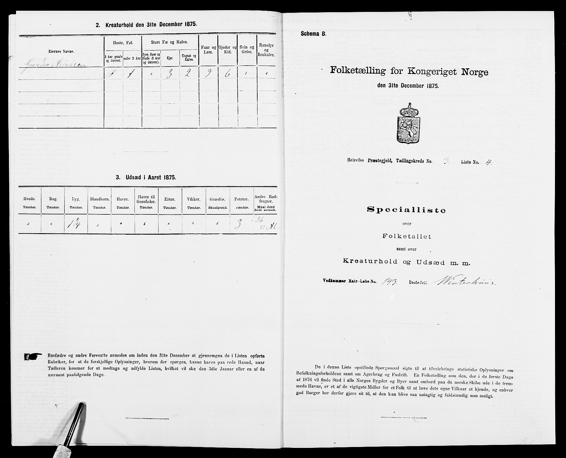 SAK, 1875 census for 0933P Herefoss, 1875, p. 222