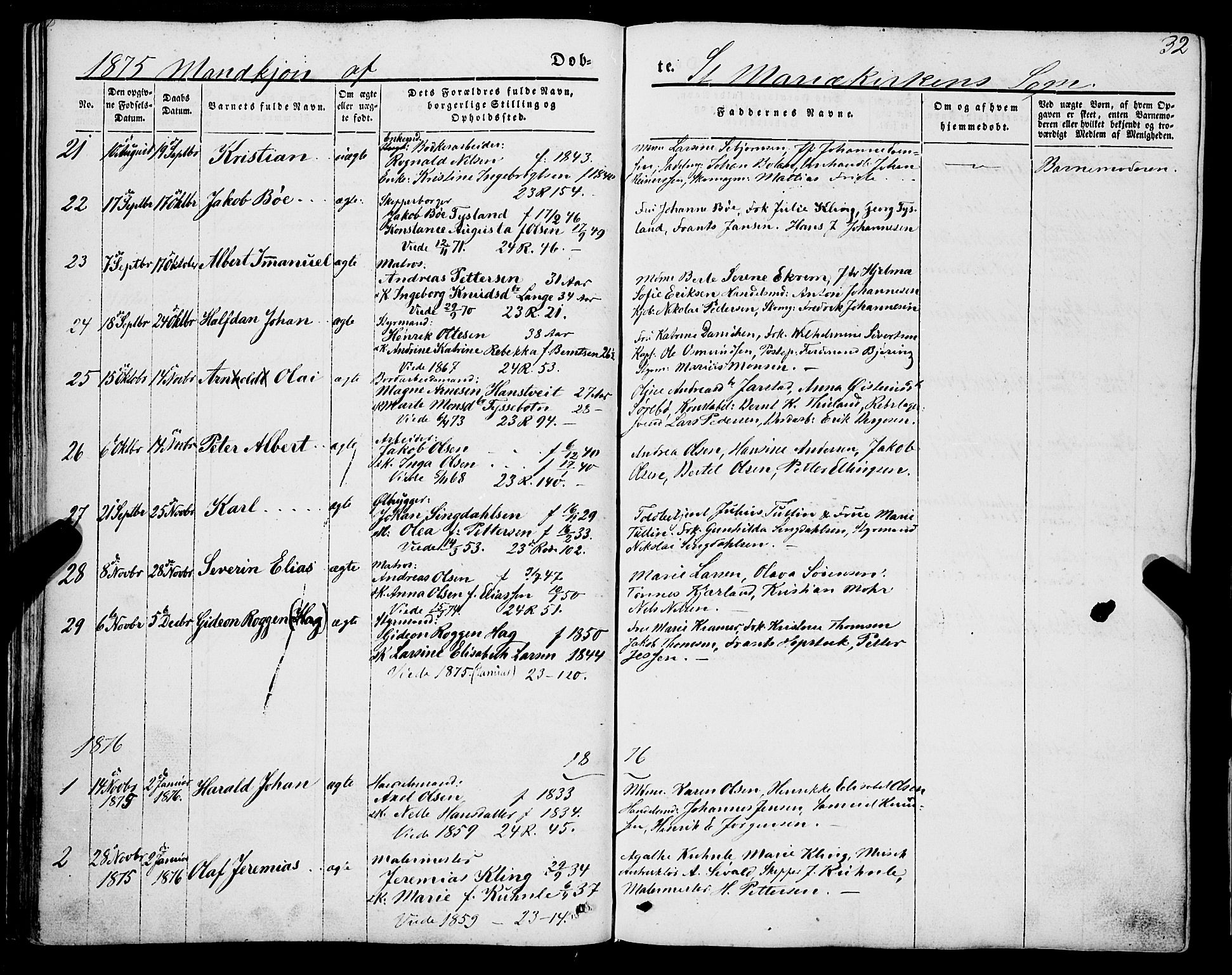 Mariakirken Sokneprestembete, SAB/A-76901/H/Haa/L0006: Parish register (official) no. A 6, 1846-1877, p. 32
