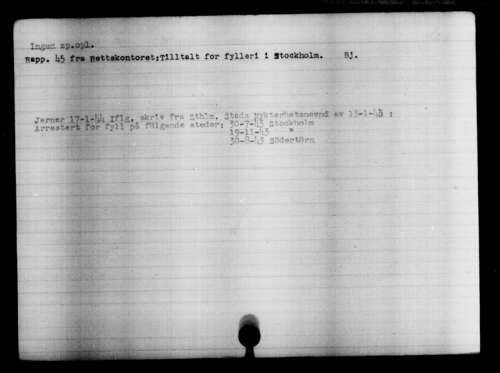 Utenriksstasjonene, Legasjonen i Stockholm, Flyktningkontoret, AV/RA-S-6753/V/Va/L0004: Kjesäterkartoteket, flyktninger med registreringsnr. 3496-6610, 1940-1945, p. 2100