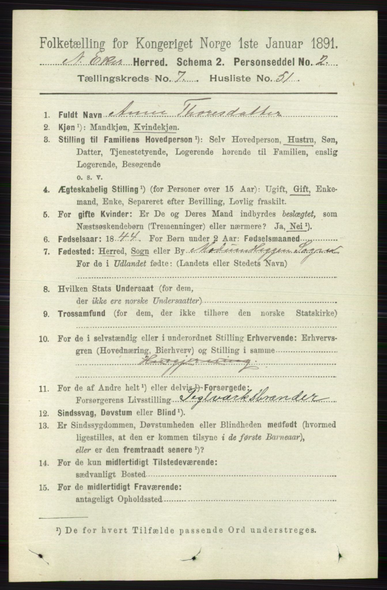 RA, 1891 census for 0625 Nedre Eiker, 1891, p. 3766