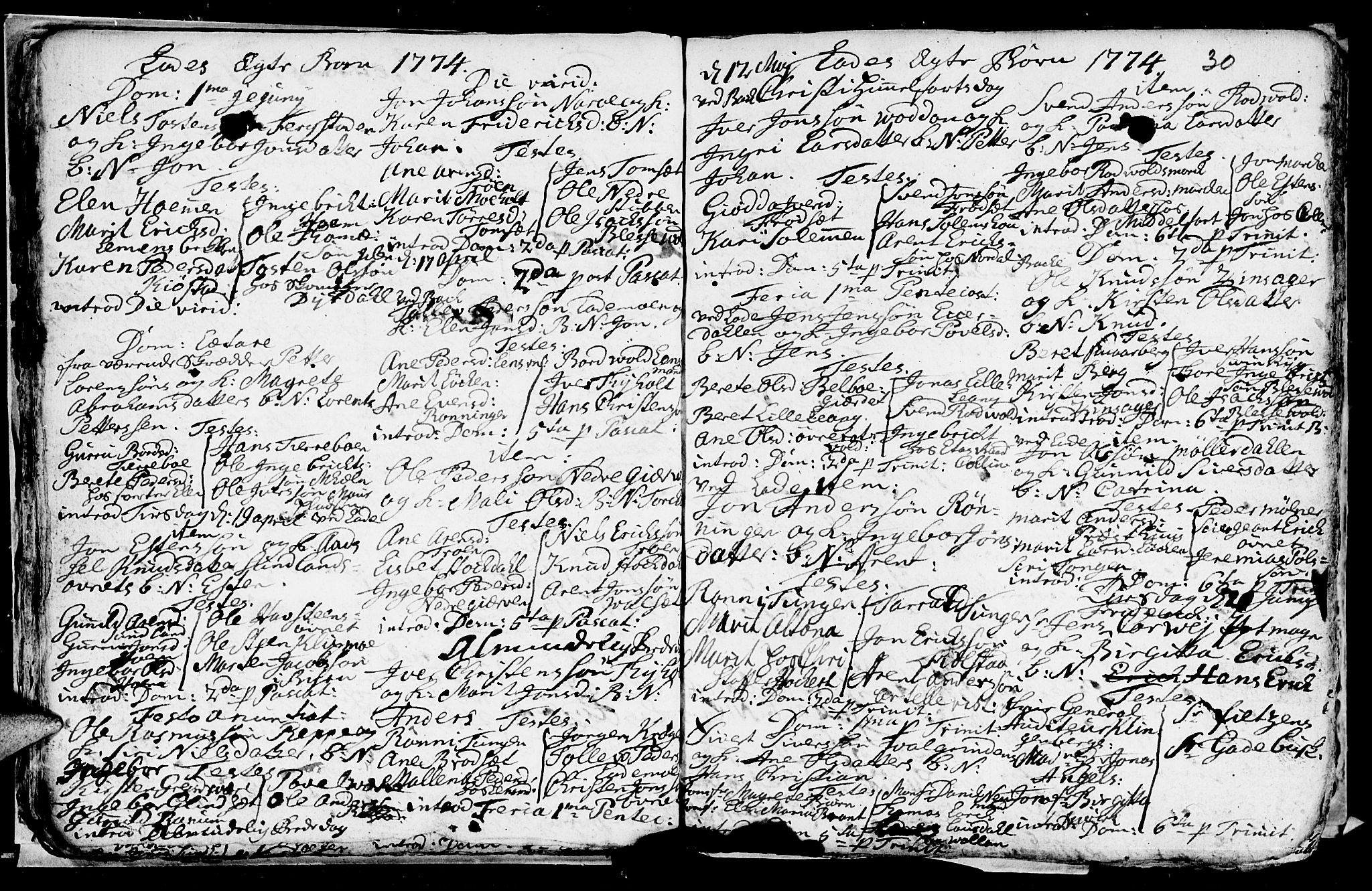 Ministerialprotokoller, klokkerbøker og fødselsregistre - Sør-Trøndelag, SAT/A-1456/606/L0305: Parish register (copy) no. 606C01, 1757-1819, p. 30