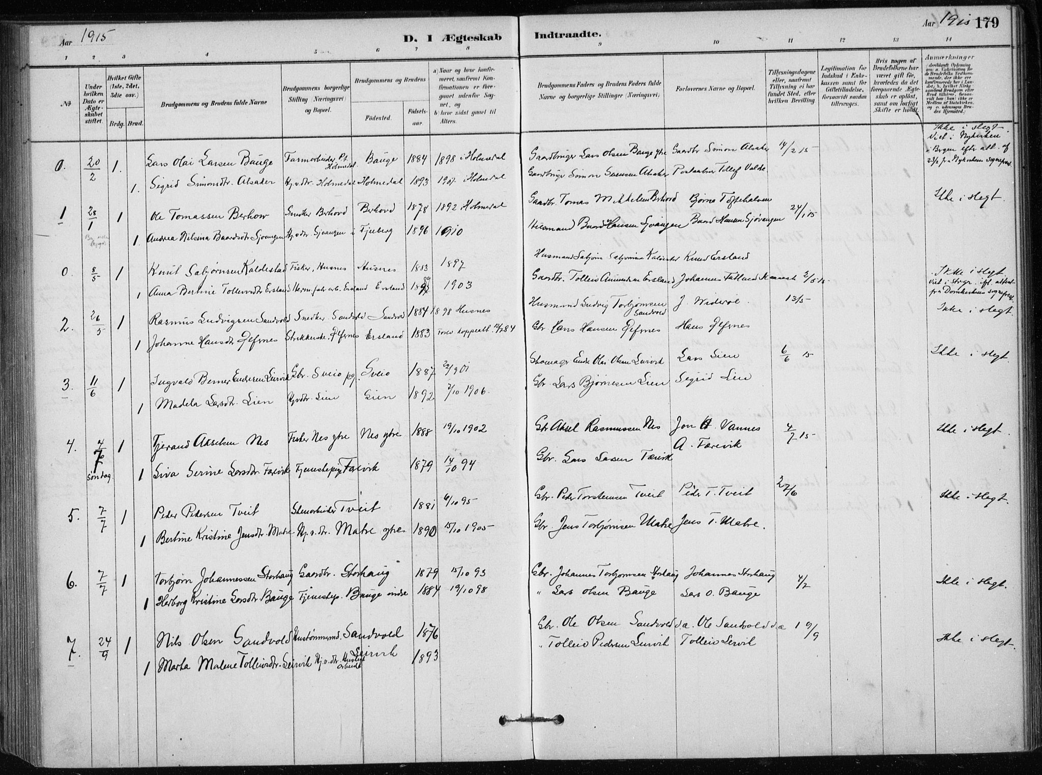 Skånevik sokneprestembete, SAB/A-77801/H/Haa: Parish register (official) no. C  1, 1879-1917, p. 179