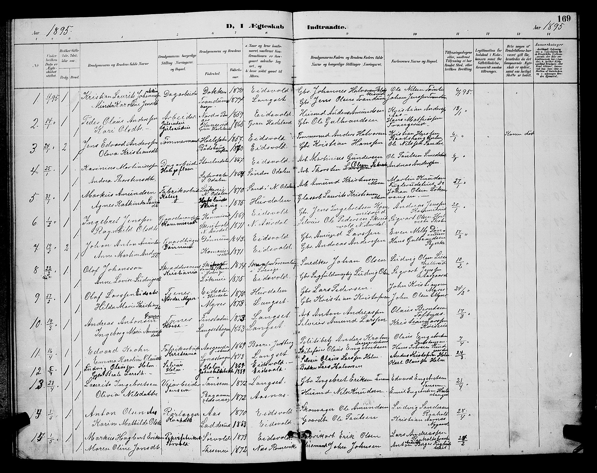 Eidsvoll prestekontor Kirkebøker, AV/SAO-A-10888/G/Ga/L0006: Parish register (copy) no. I 6, 1895-1901, p. 169
