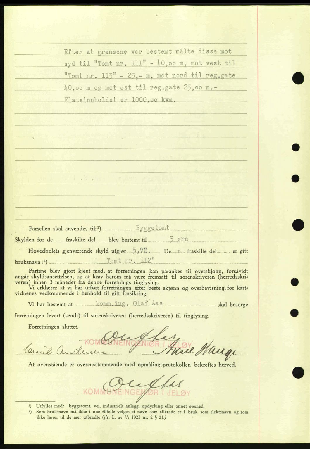 Moss sorenskriveri, SAO/A-10168: Mortgage book no. A9, 1941-1942, Diary no: : 1990/1941