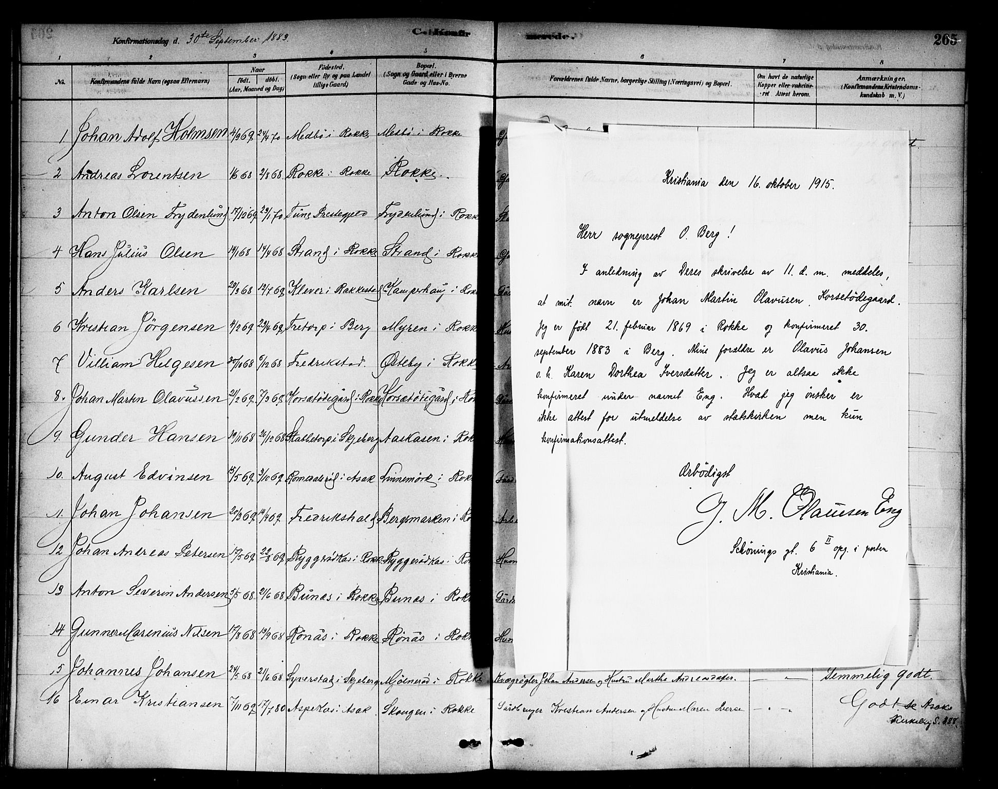 Berg prestekontor Kirkebøker, SAO/A-10902/F/Fc/L0001: Parish register (official) no. III 1, 1878-1887, p. 265