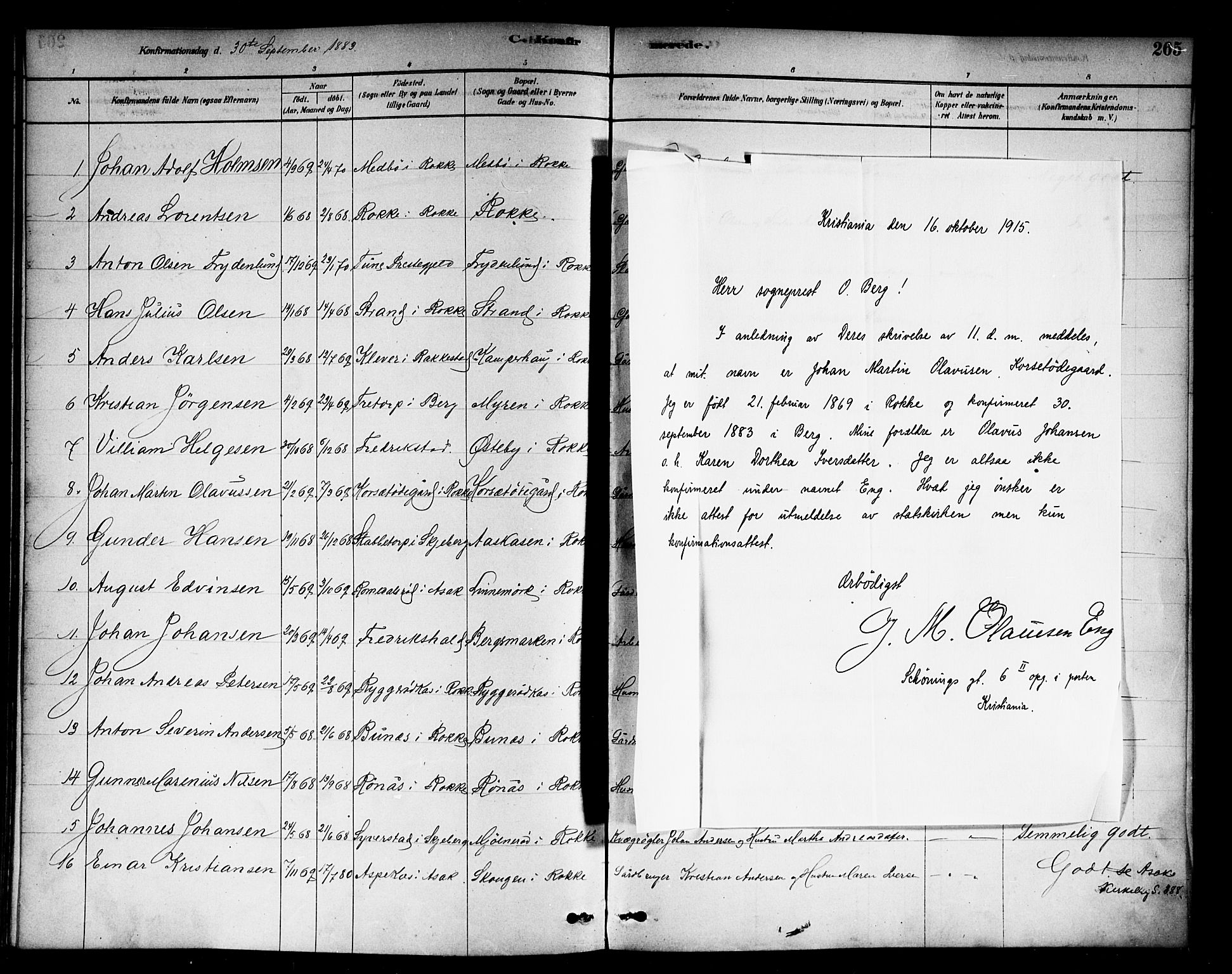 Berg prestekontor Kirkebøker, AV/SAO-A-10902/F/Fc/L0001: Parish register (official) no. III 1, 1878-1887, p. 265