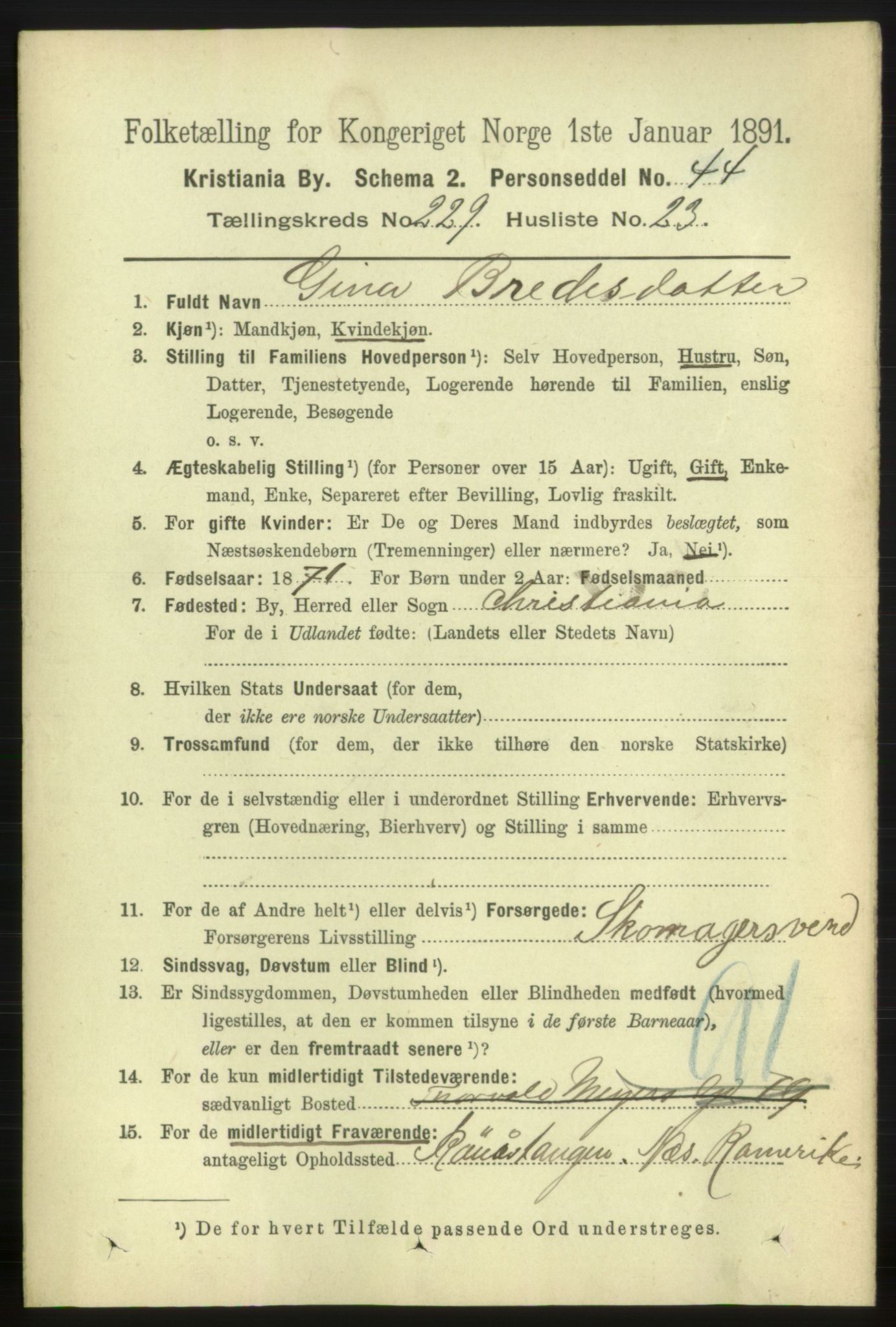 RA, 1891 census for 0301 Kristiania, 1891, p. 141039