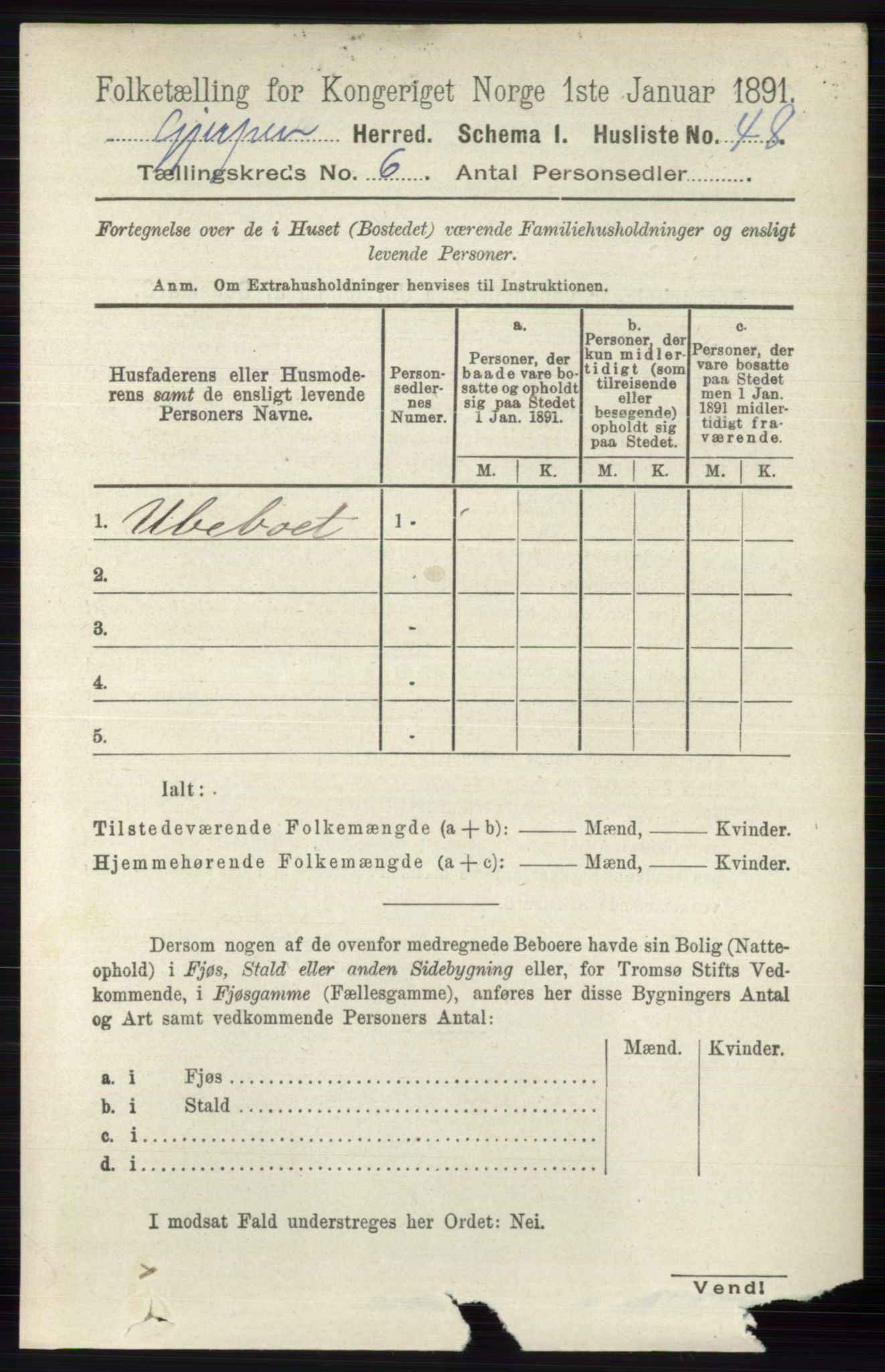 RA, 1891 census for 0812 Gjerpen, 1891, p. 2959