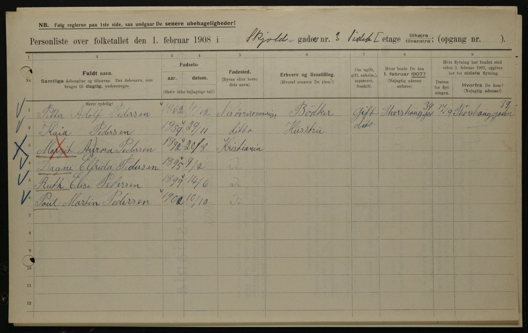 OBA, Municipal Census 1908 for Kristiania, 1908, p. 86540