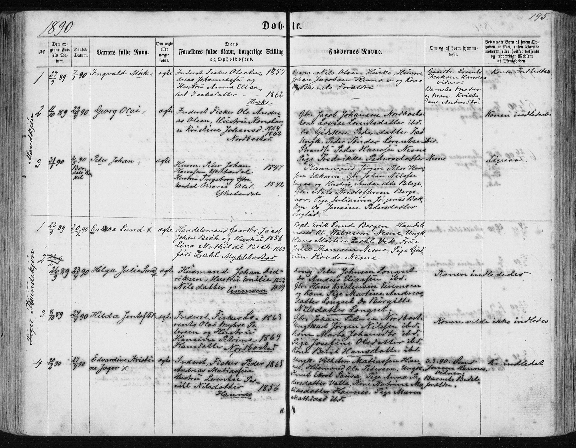 Ministerialprotokoller, klokkerbøker og fødselsregistre - Nordland, AV/SAT-A-1459/838/L0556: Parish register (copy) no. 838C03, 1861-1893, p. 195