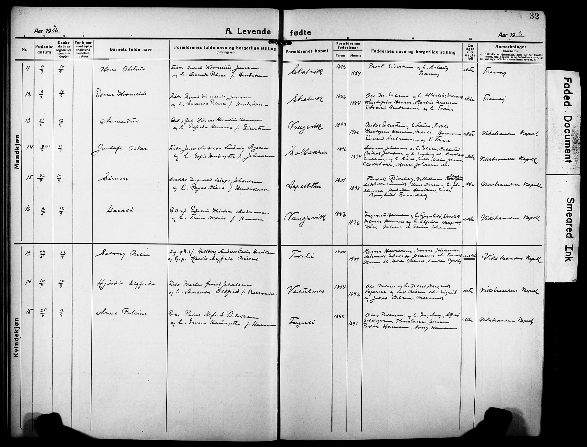 Tranøy sokneprestkontor, AV/SATØ-S-1313/I/Ia/Iab/L0006klokker: Parish register (copy) no. 6, 1919-1932, p. 32