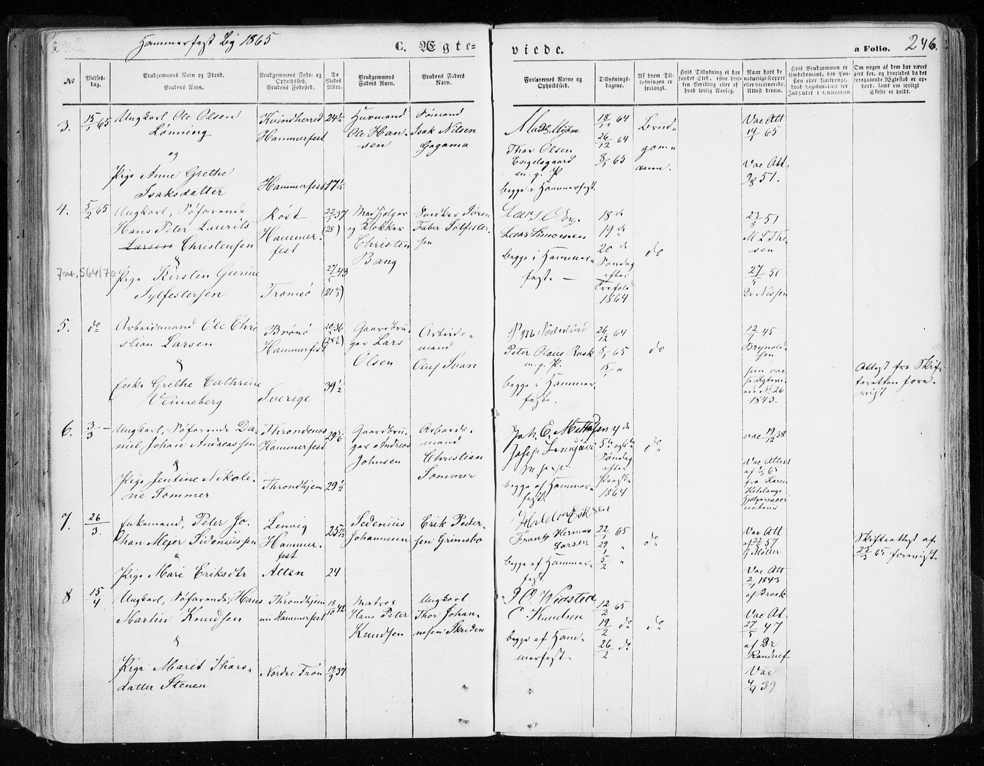Hammerfest sokneprestkontor, SATØ/S-1347/H/Ha/L0005.kirke: Parish register (official) no. 5, 1857-1869, p. 246