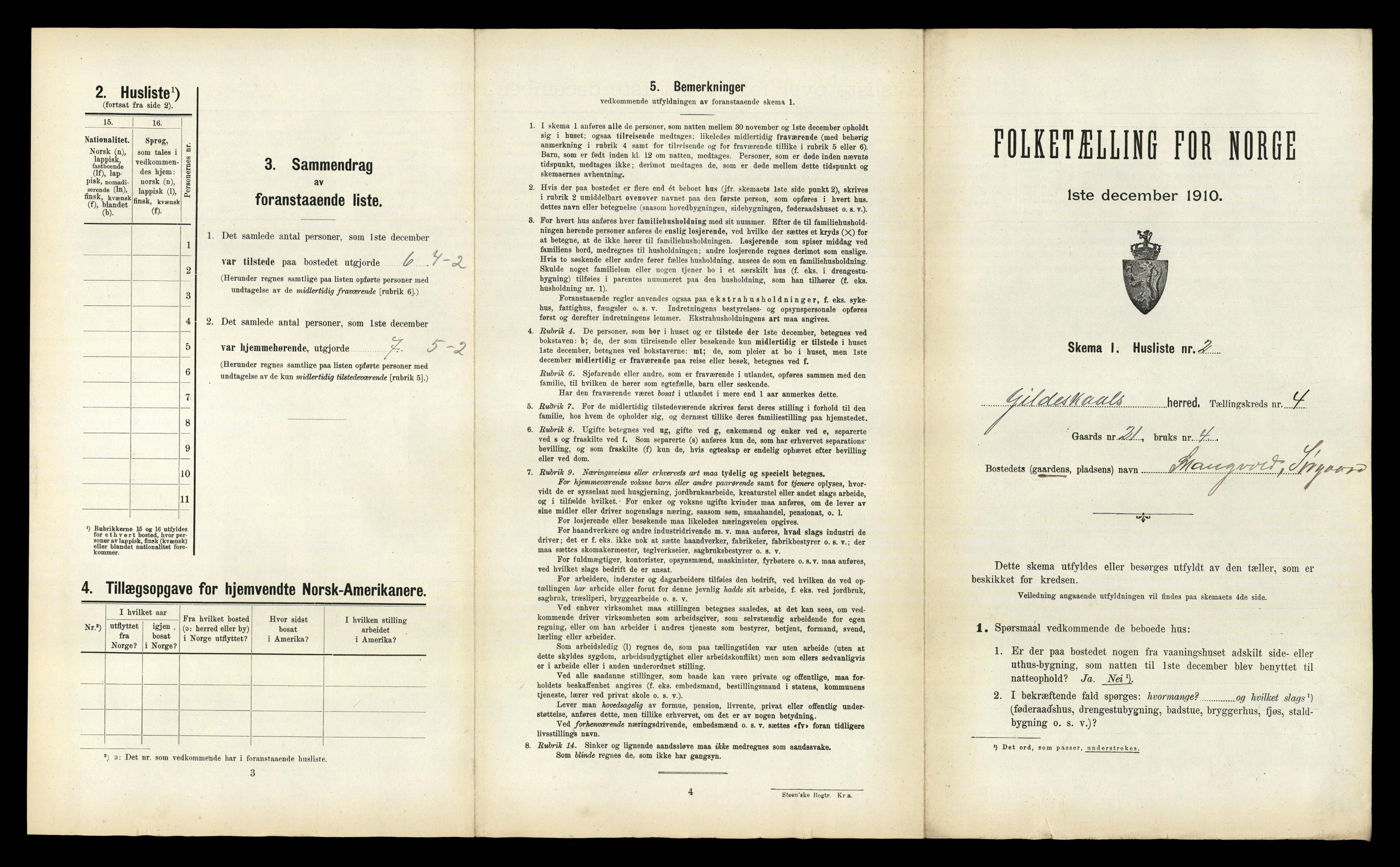 RA, 1910 census for Gildeskål, 1910, p. 421