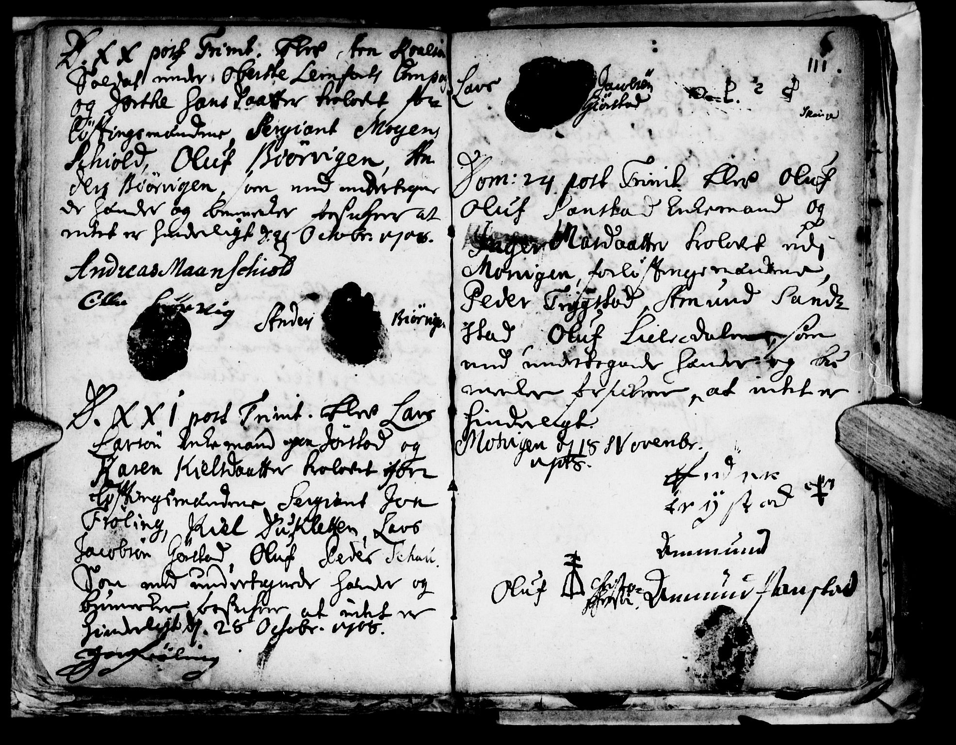 Ministerialprotokoller, klokkerbøker og fødselsregistre - Nord-Trøndelag, SAT/A-1458/722/L0214: Parish register (official) no. 722A01, 1692-1718, p. 111