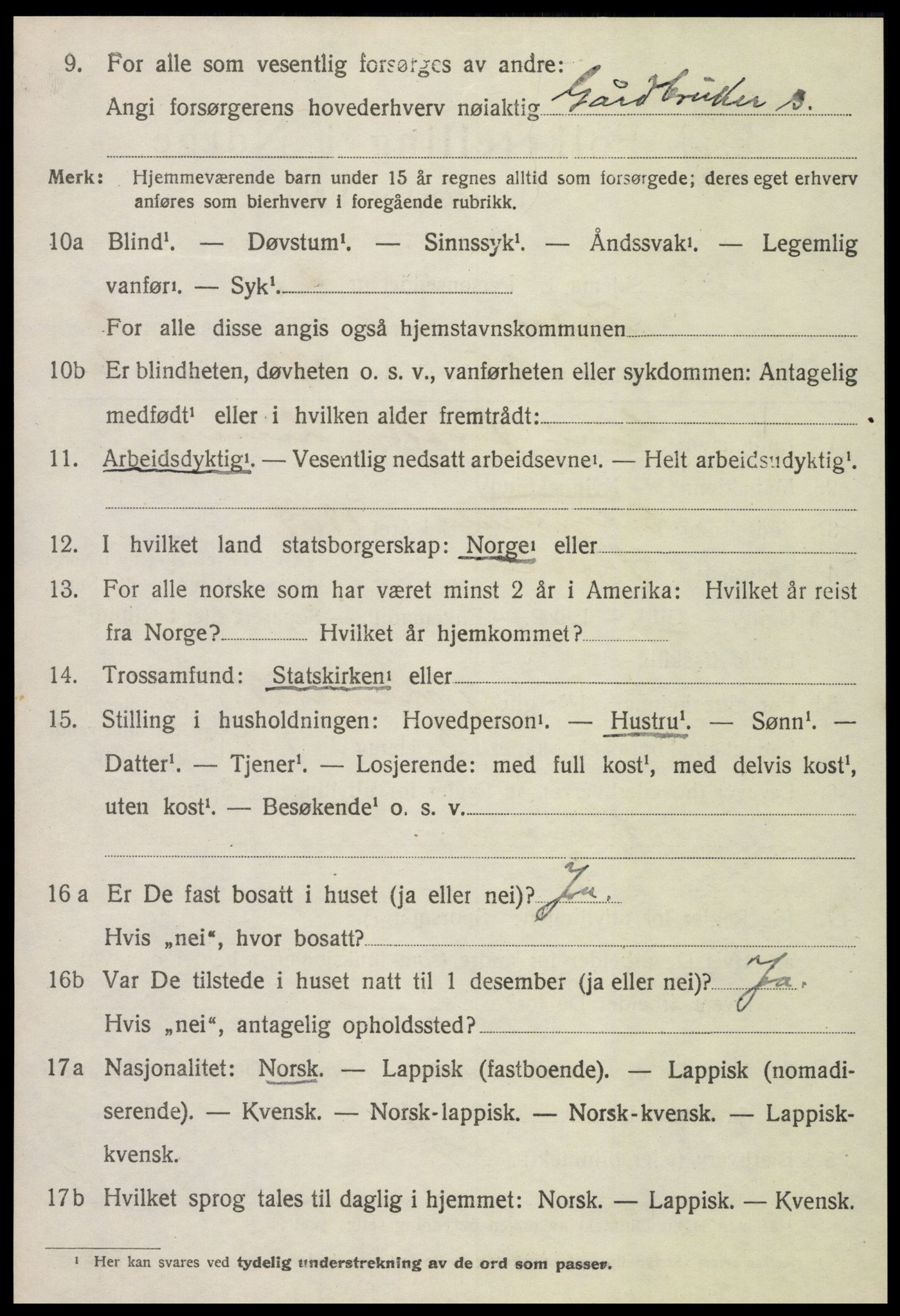 SAT, 1920 census for Tydal, 1920, p. 860