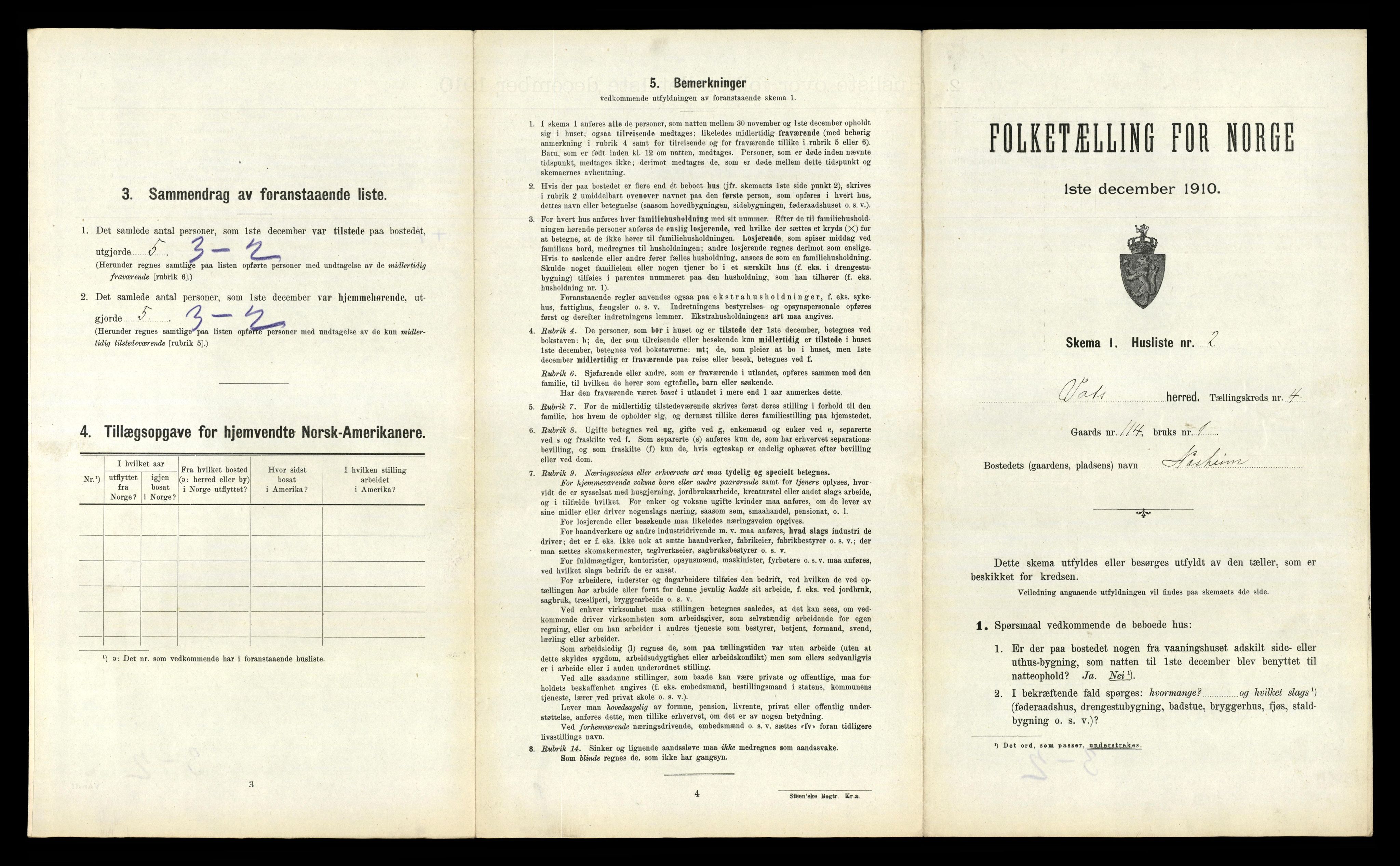 RA, 1910 census for Vats, 1910, p. 220