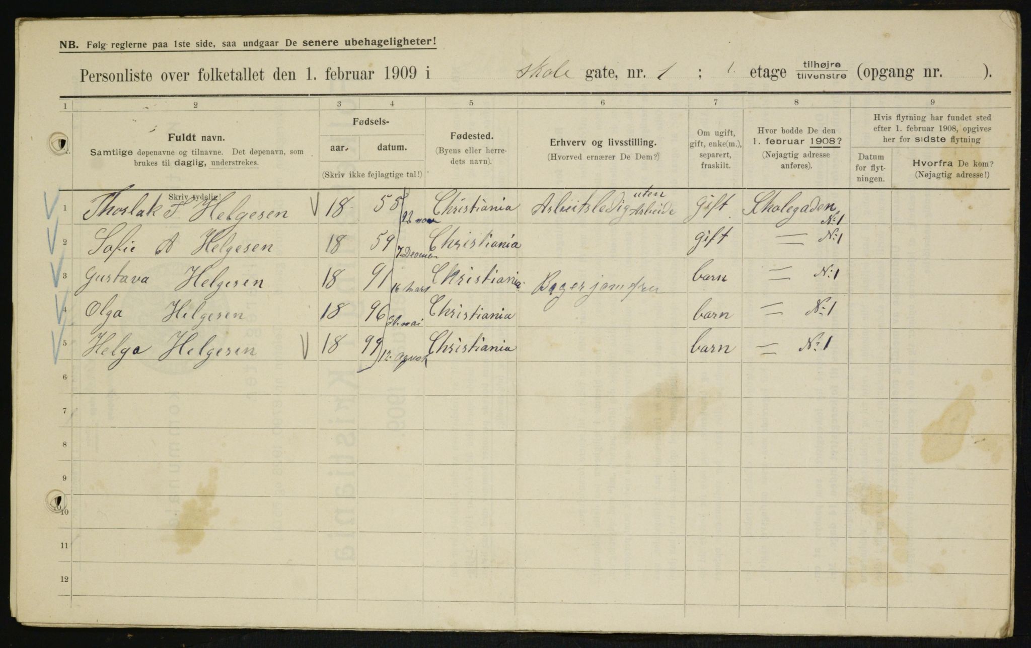 OBA, Municipal Census 1909 for Kristiania, 1909, p. 87218