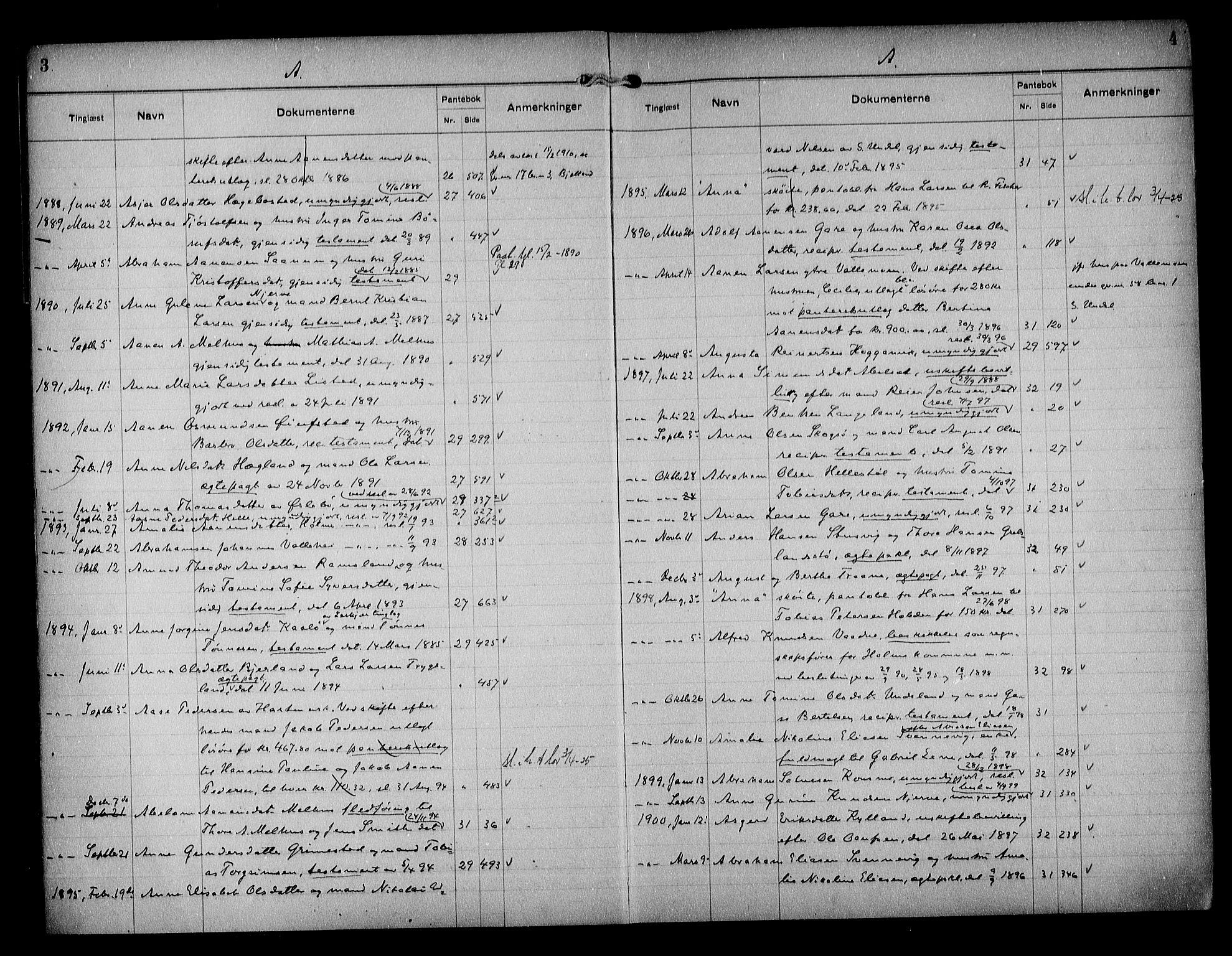 Mandal sorenskriveri, SAK/1221-0005/001/G/Ge/L0009: Mortgage register no. 73, 1845-1935, p. 3-4