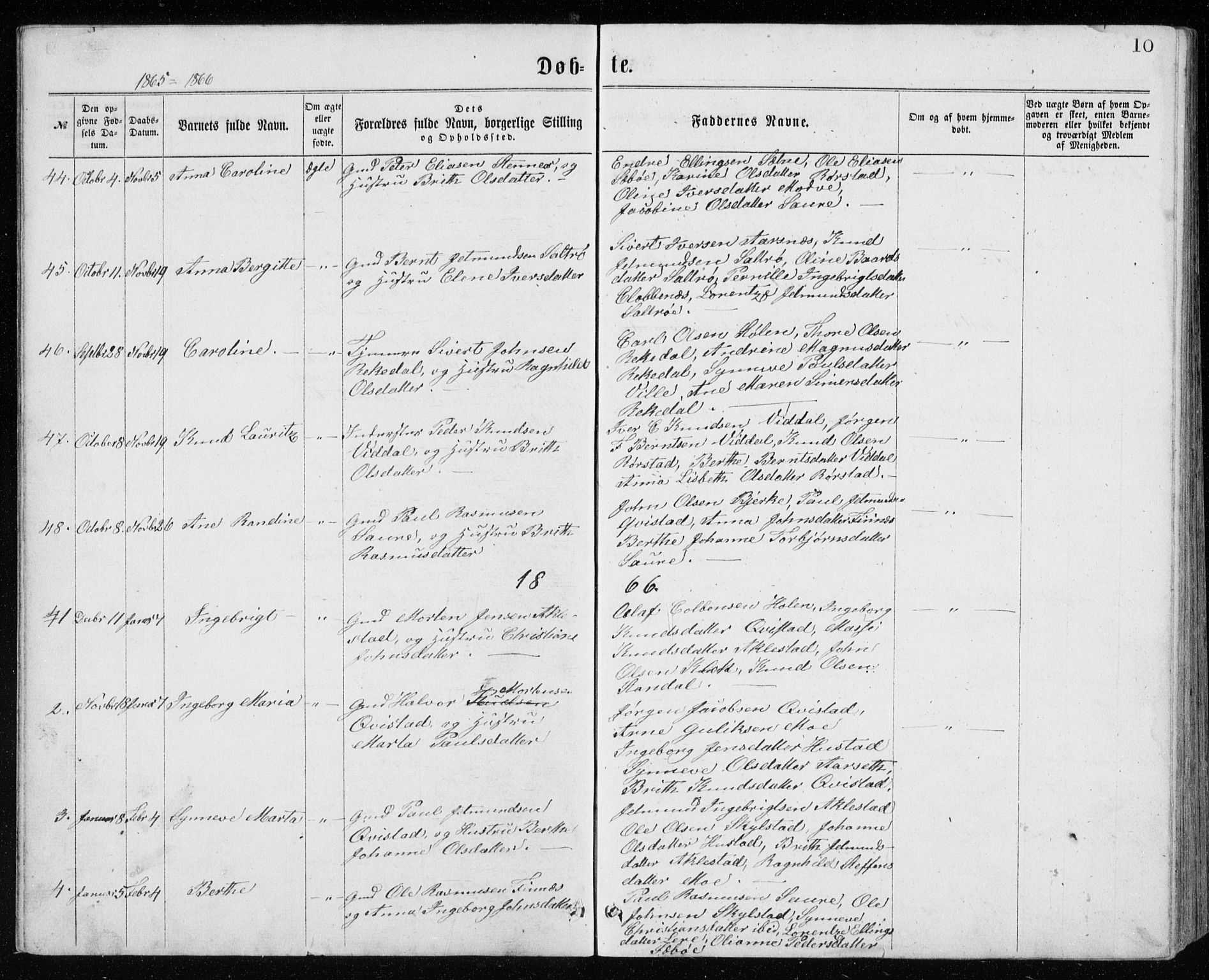 Ministerialprotokoller, klokkerbøker og fødselsregistre - Møre og Romsdal, AV/SAT-A-1454/515/L0214: Parish register (copy) no. 515C01, 1865-1883, p. 10