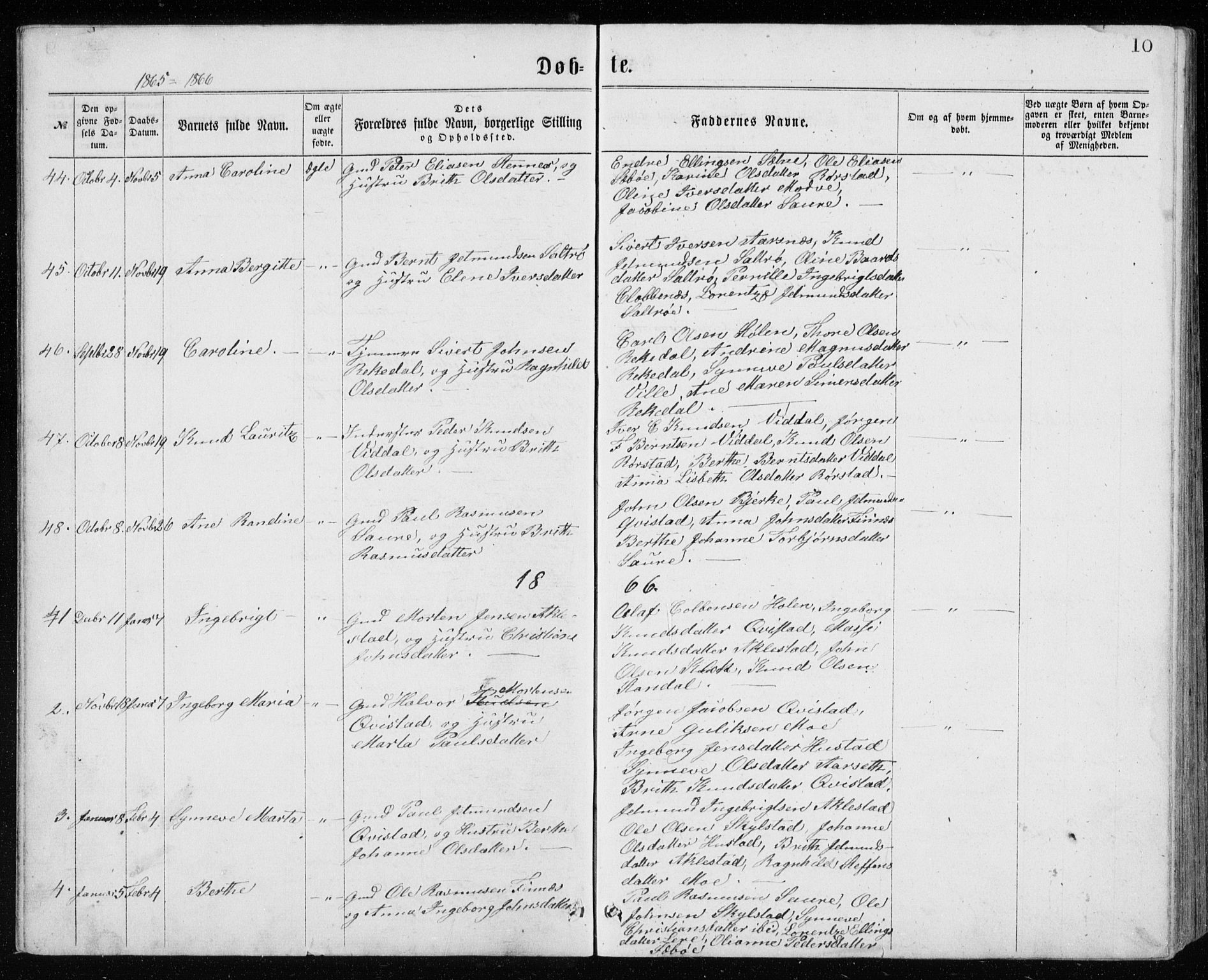 Ministerialprotokoller, klokkerbøker og fødselsregistre - Møre og Romsdal, AV/SAT-A-1454/515/L0214: Parish register (copy) no. 515C01, 1865-1883, p. 10