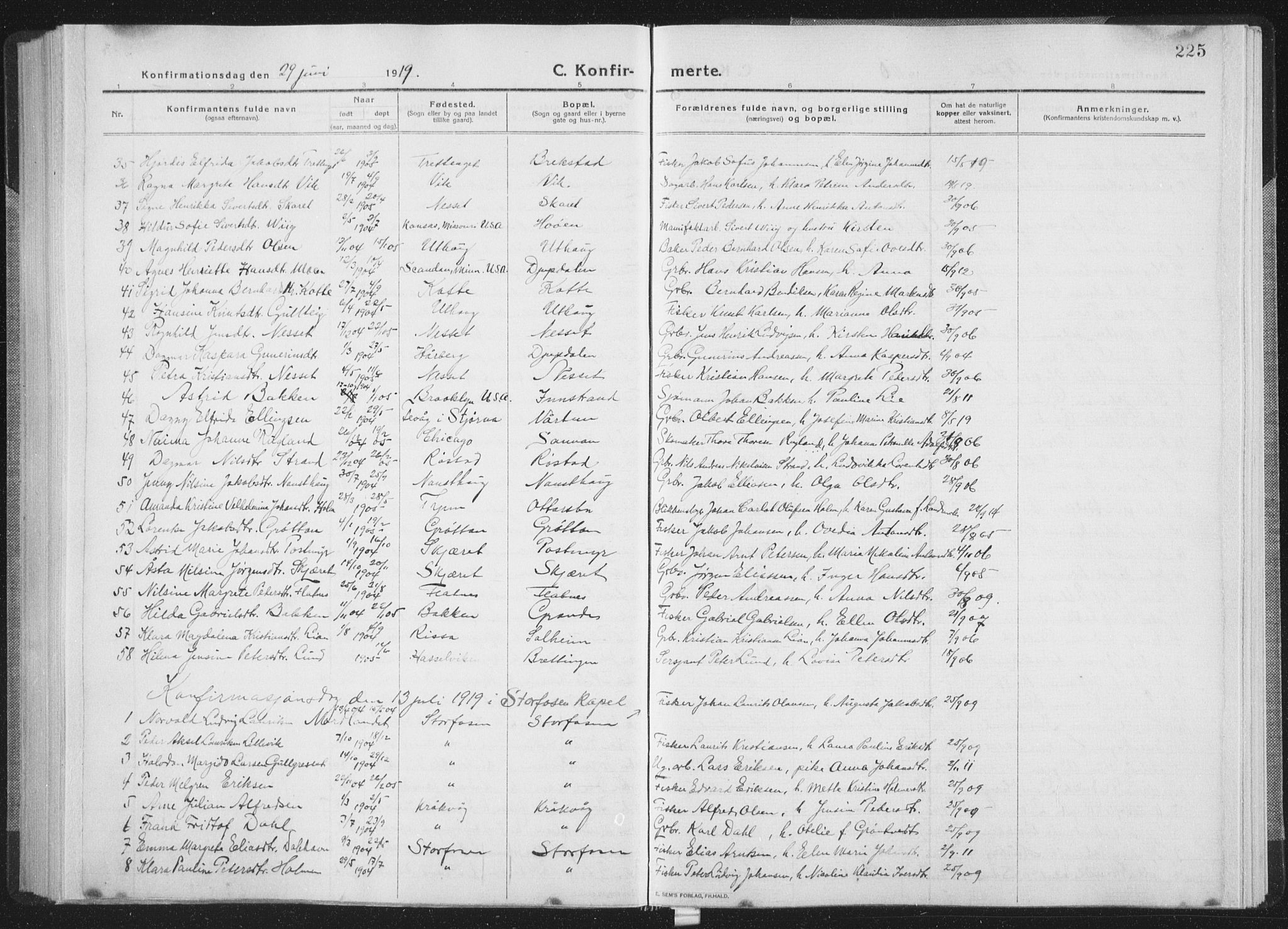 Ministerialprotokoller, klokkerbøker og fødselsregistre - Sør-Trøndelag, SAT/A-1456/659/L0747: Parish register (copy) no. 659C04, 1913-1938, p. 225