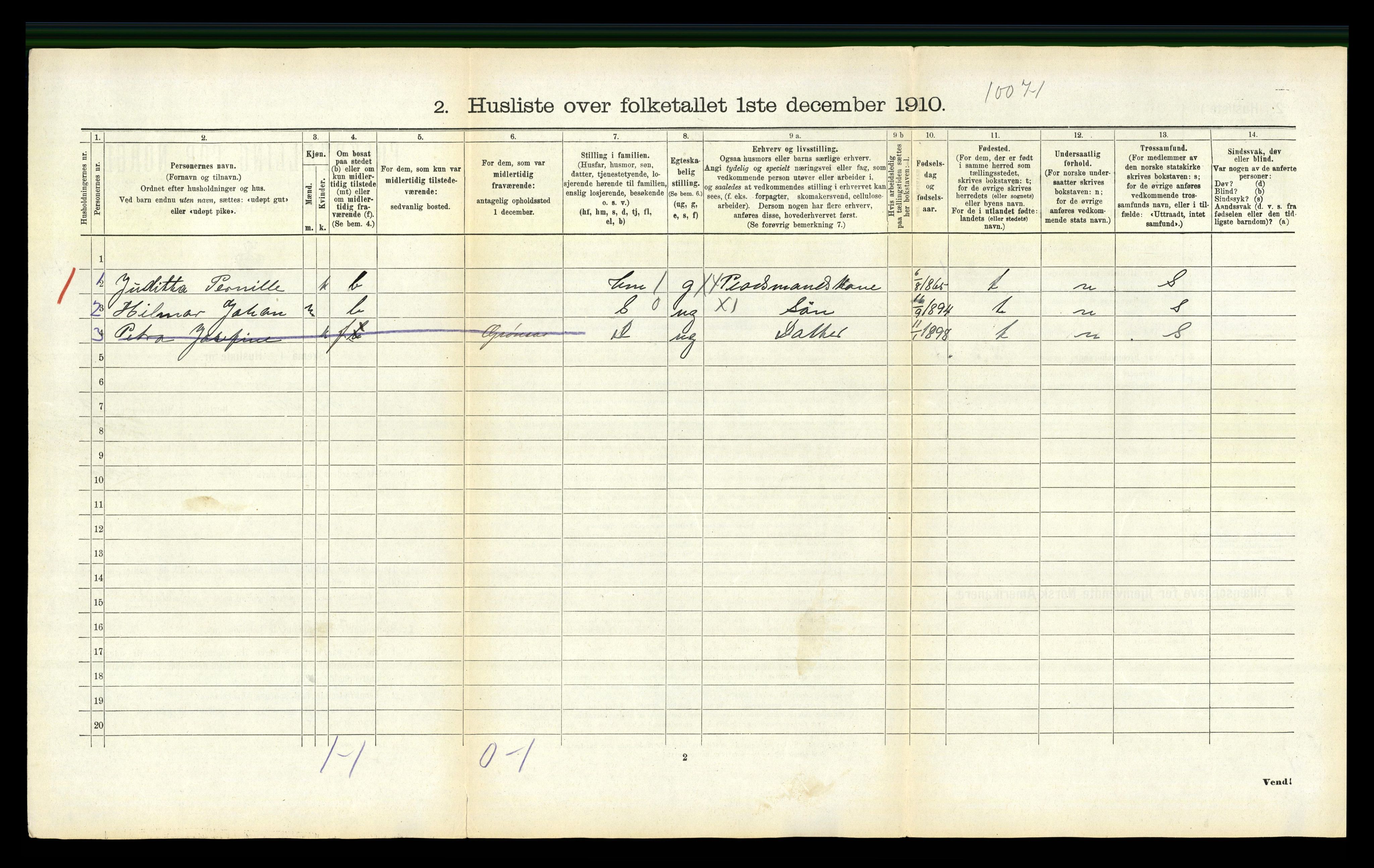 RA, 1910 census for Fauske, 1910, p. 1289