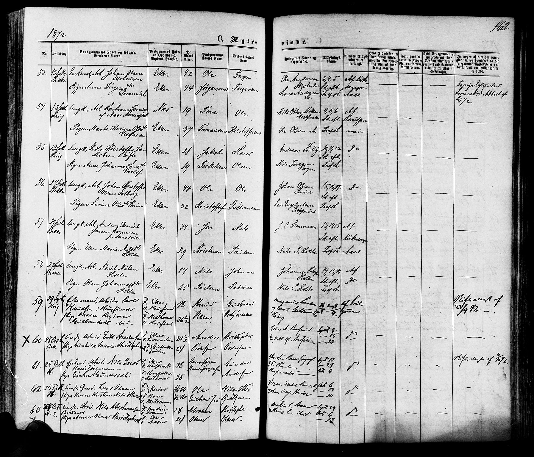 Eiker kirkebøker, AV/SAKO-A-4/F/Fa/L0017: Parish register (official) no. I 17, 1869-1877, p. 462