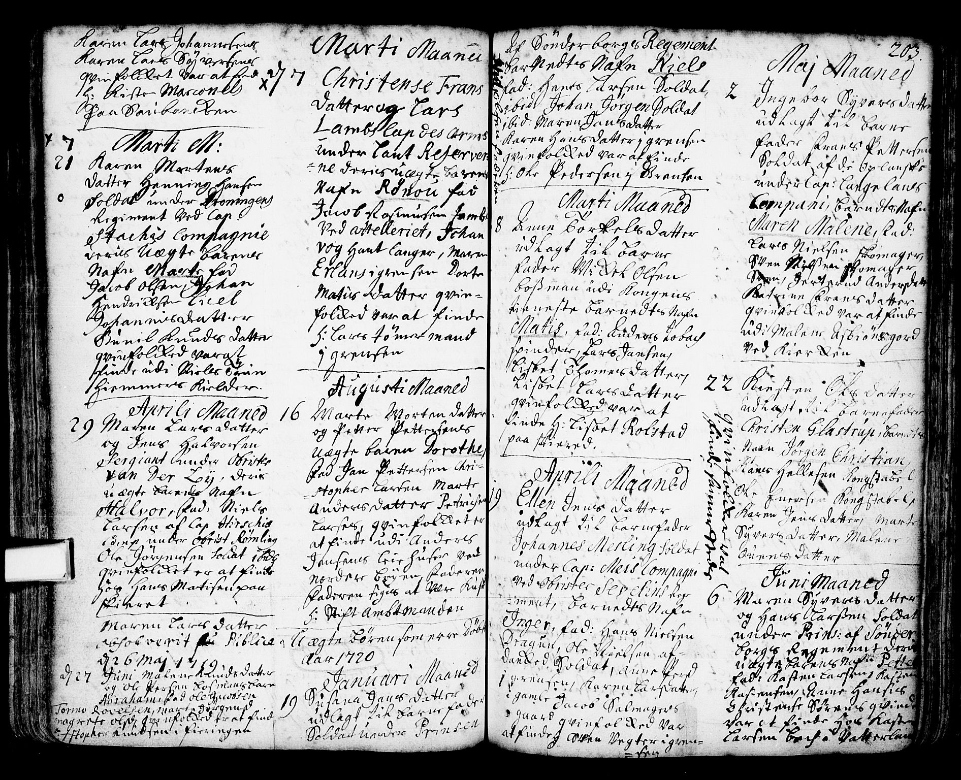 Oslo domkirke Kirkebøker, AV/SAO-A-10752/F/Fa/L0002: Parish register (official) no. 2, 1705-1730, p. 203