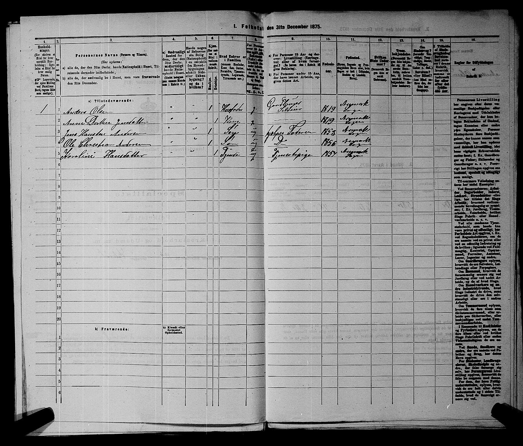 RA, 1875 census for 0118P Aremark, 1875, p. 153