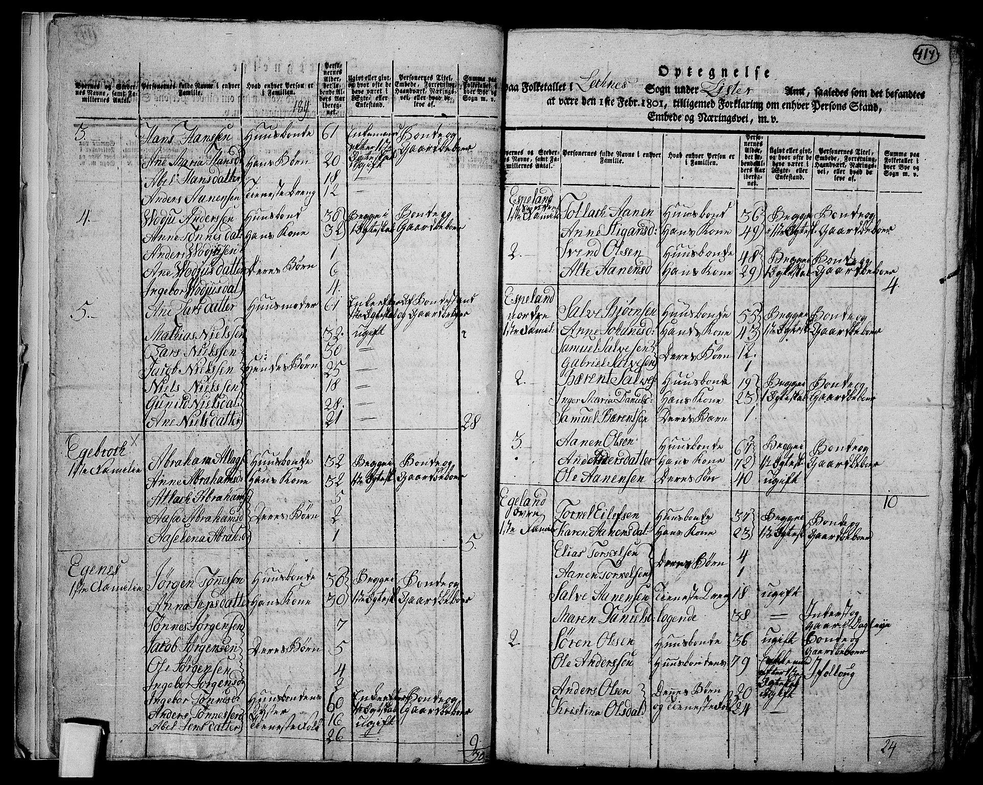 RA, 1801 census for 1037P Nedre Kvinesdal, 1801, p. 416b-417a