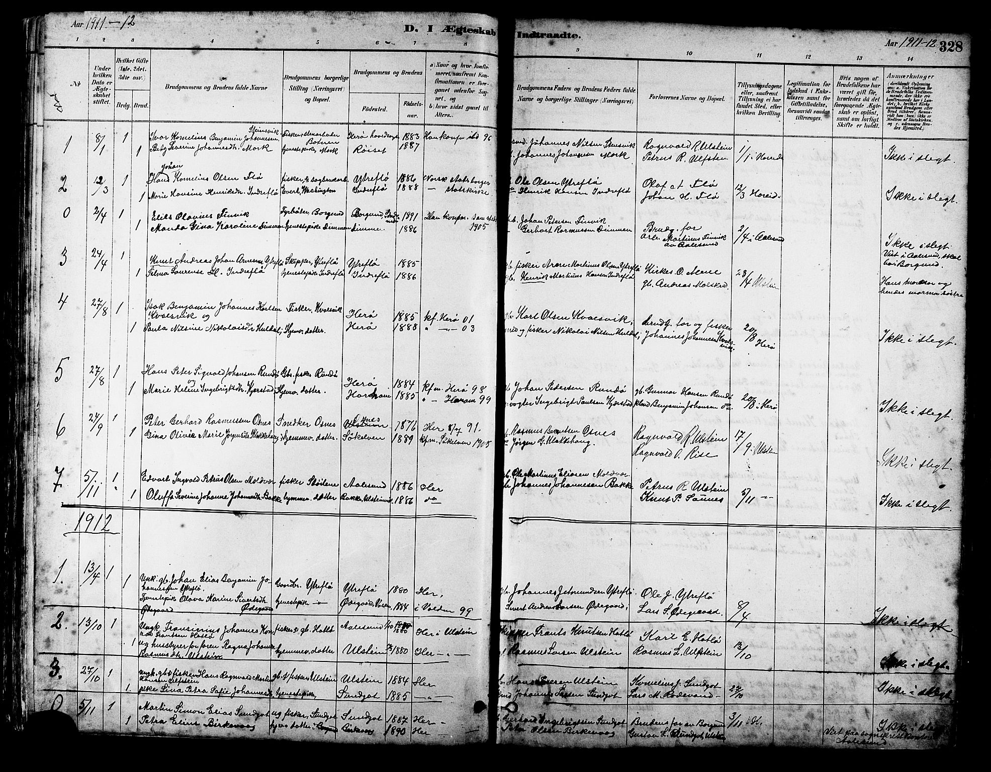 Ministerialprotokoller, klokkerbøker og fødselsregistre - Møre og Romsdal, SAT/A-1454/509/L0112: Parish register (copy) no. 509C02, 1883-1922, p. 328