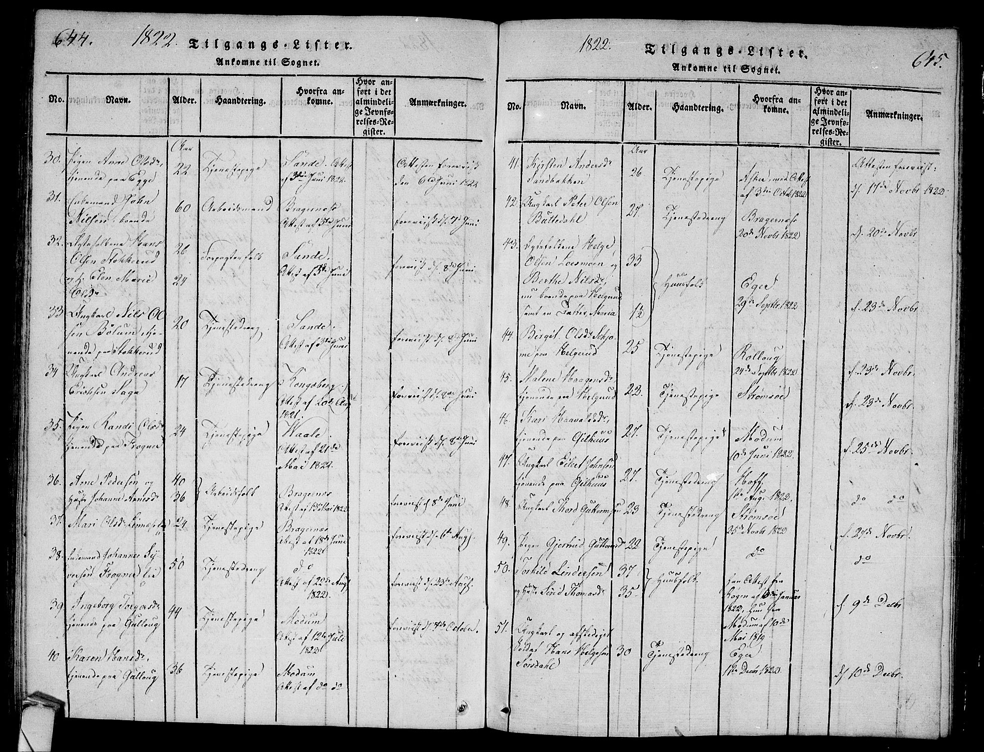 Lier kirkebøker, AV/SAKO-A-230/G/Ga/L0001: Parish register (copy) no. I 1, 1813-1824, p. 644-645