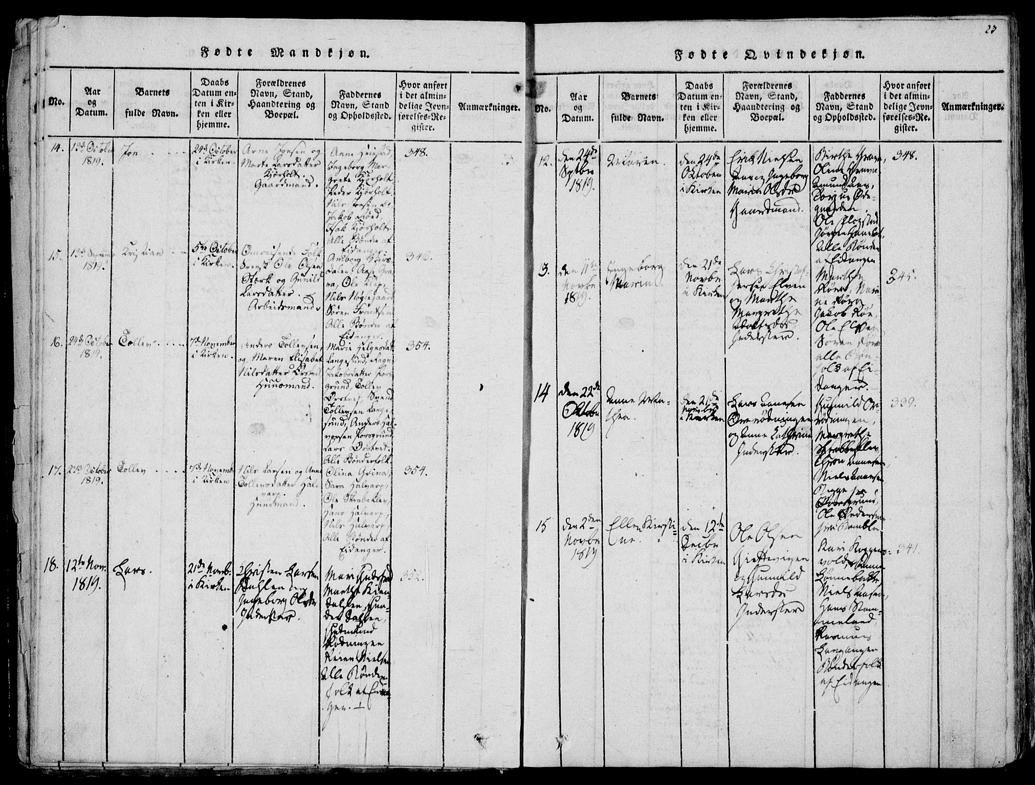 Eidanger kirkebøker, AV/SAKO-A-261/F/Fa/L0007: Parish register (official) no. 7, 1814-1831, p. 23