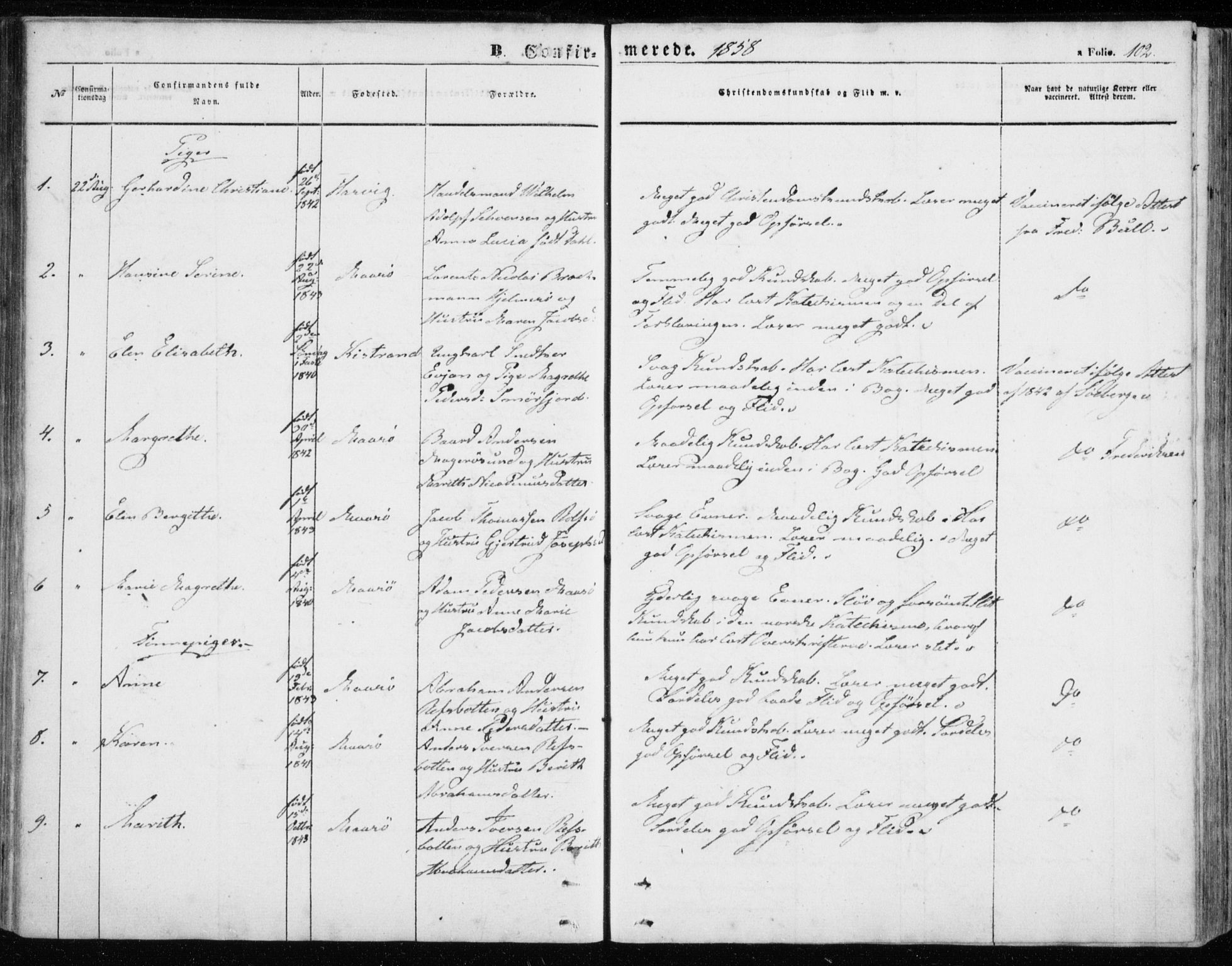 Måsøy sokneprestkontor, AV/SATØ-S-1348/H/Ha/L0002kirke: Parish register (official) no. 2, 1852-1865, p. 102