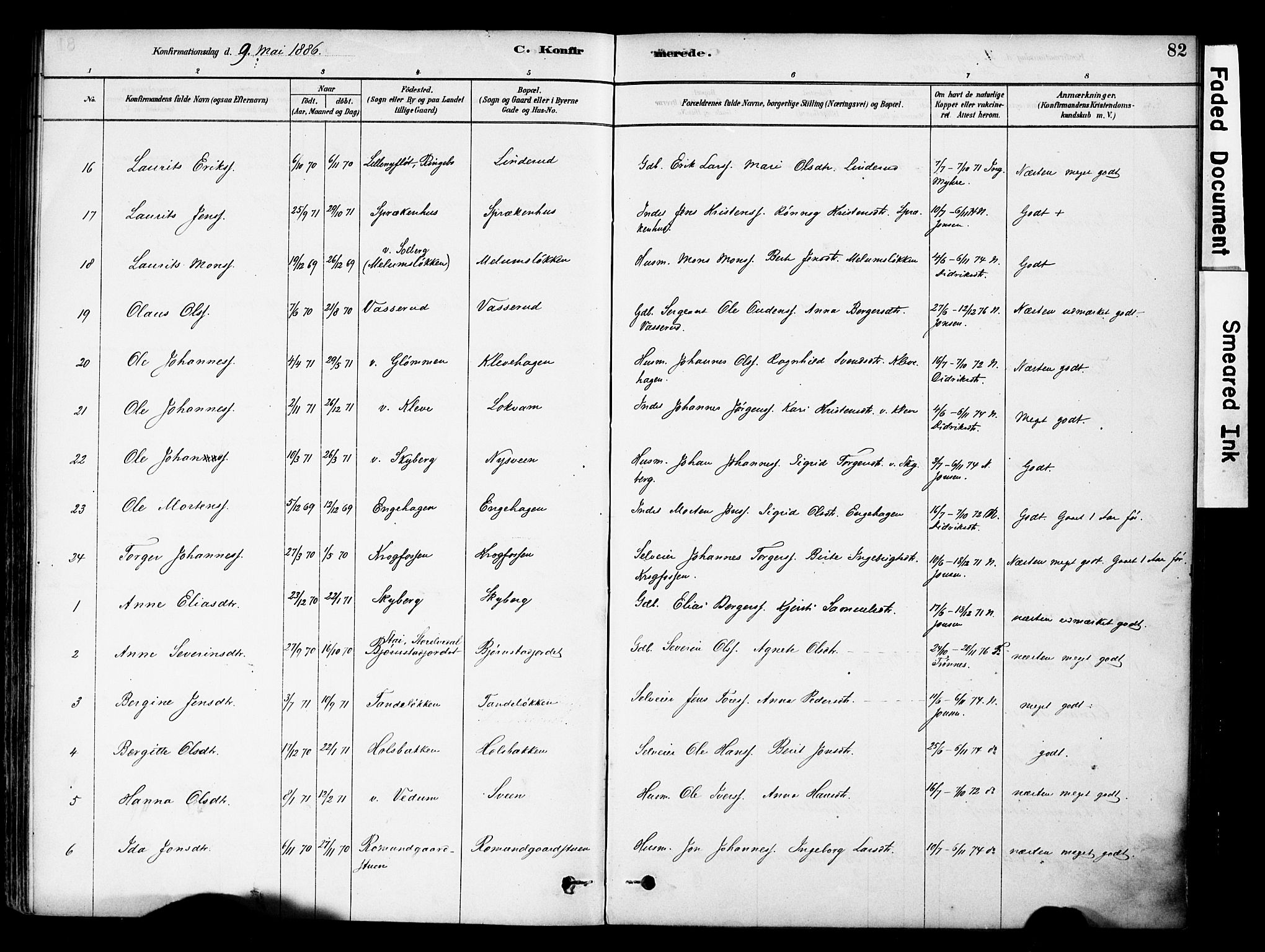 Øyer prestekontor, SAH/PREST-084/H/Ha/Haa/L0009: Parish register (official) no. 9, 1878-1893, p. 82