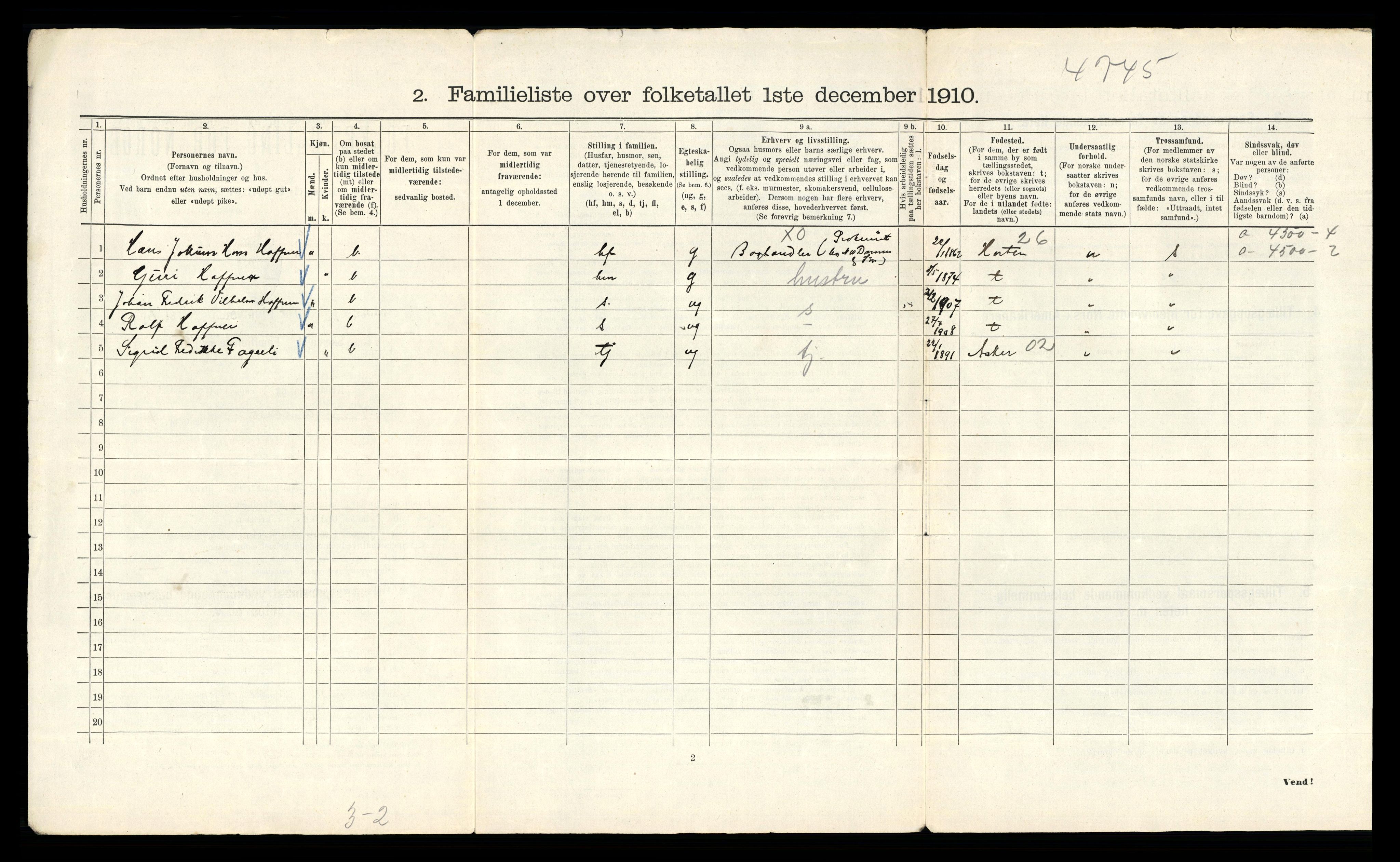 RA, 1910 census for Kristiania, 1910, p. 43848