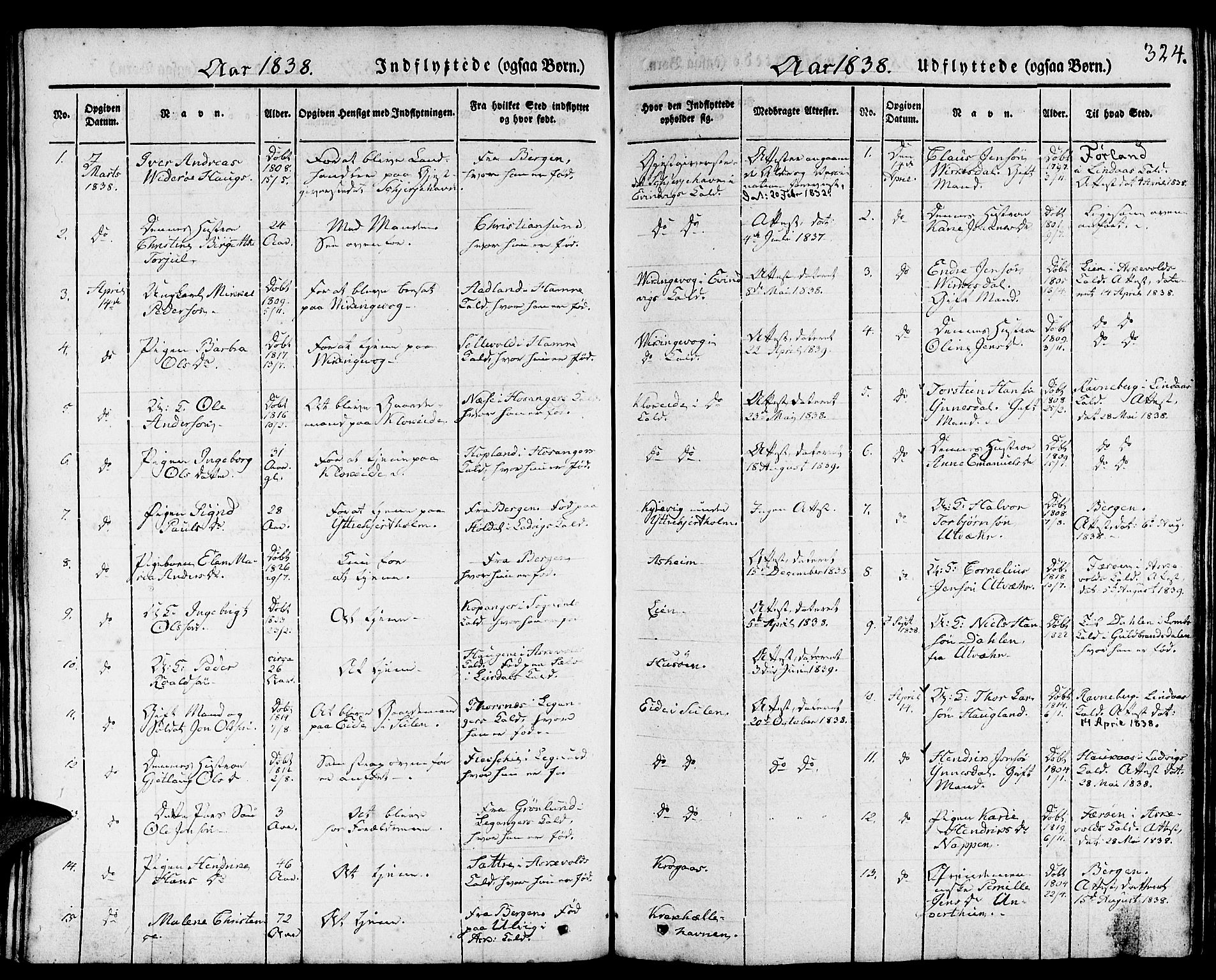 Gulen sokneprestembete, SAB/A-80201/H/Haa/Haaa/L0020: Parish register (official) no. A 20, 1837-1847, p. 324