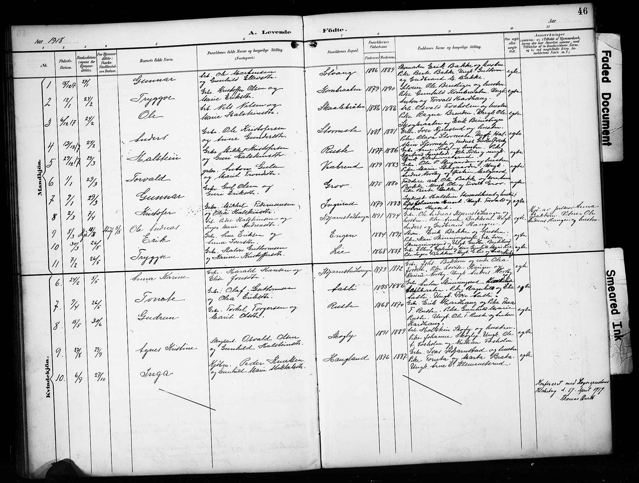 Sør-Aurdal prestekontor, AV/SAH-PREST-128/H/Ha/Hab/L0017: Parish register (copy) no. 17, 1894-1923, p. 46