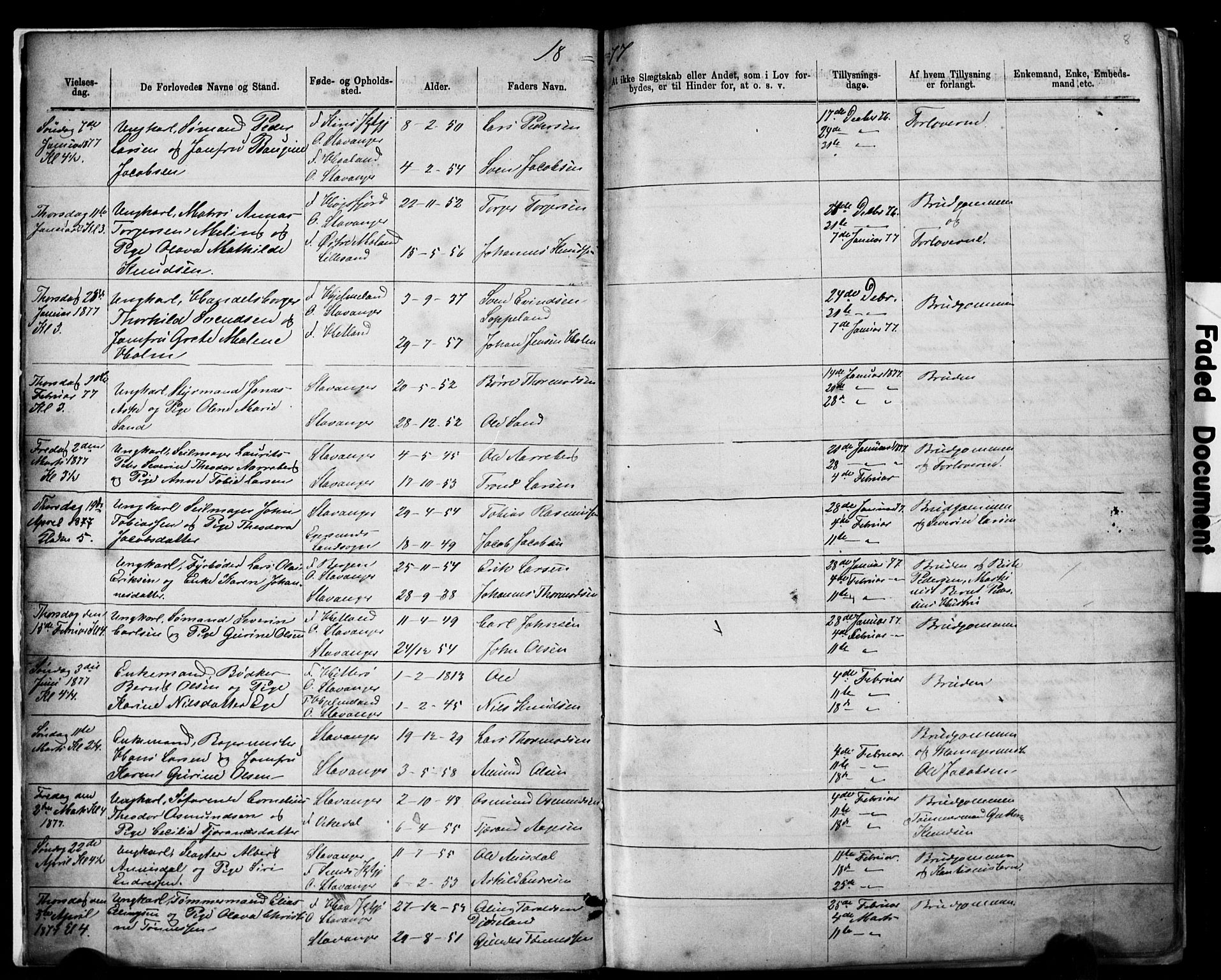 Domkirken sokneprestkontor, SAST/A-101812/001/30/30BB/L0014: Parish register (copy) no. B 14, 1875-1902, p. 8