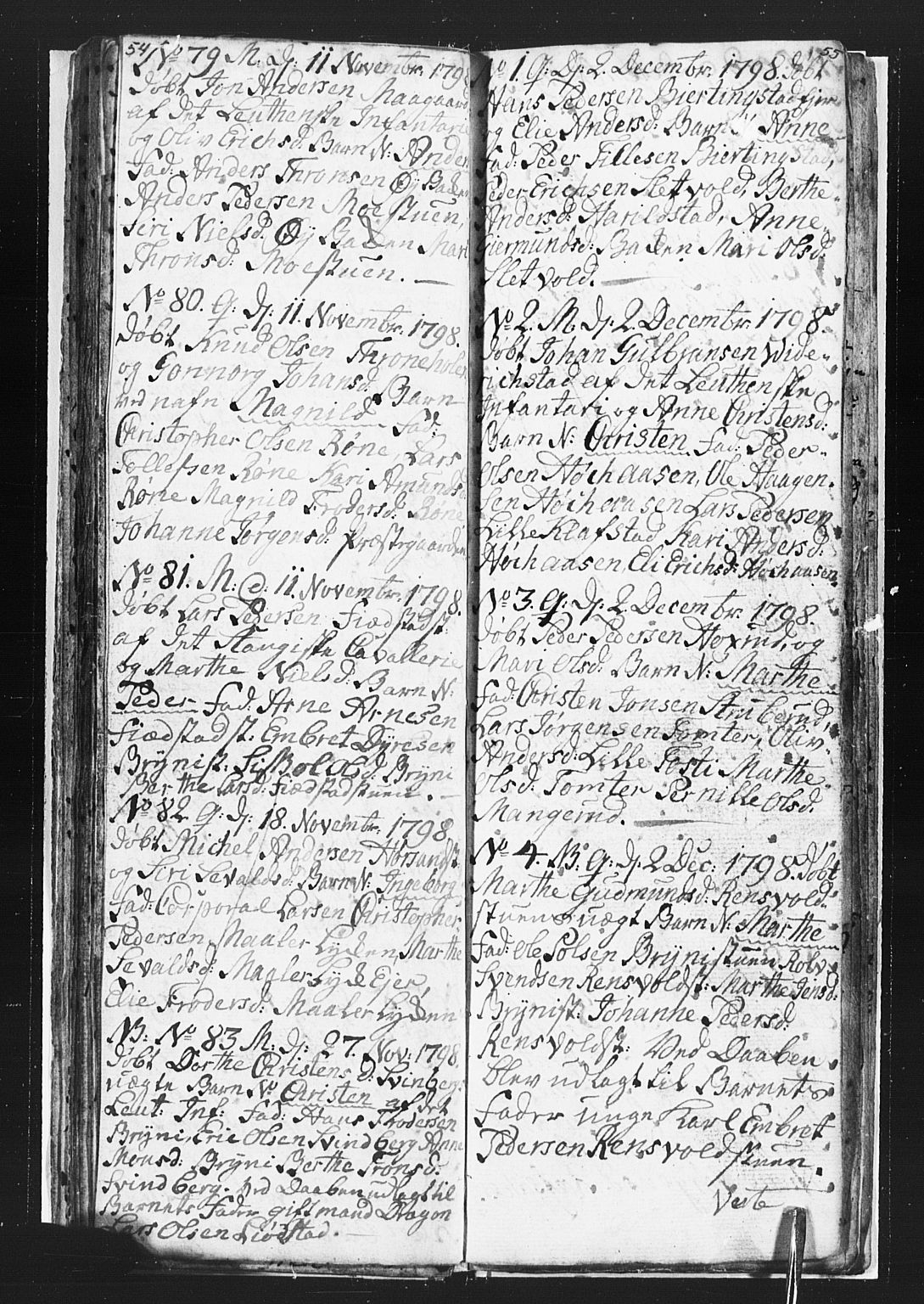 Romedal prestekontor, SAH/PREST-004/L/L0002: Parish register (copy) no. 2, 1795-1800, p. 54-55