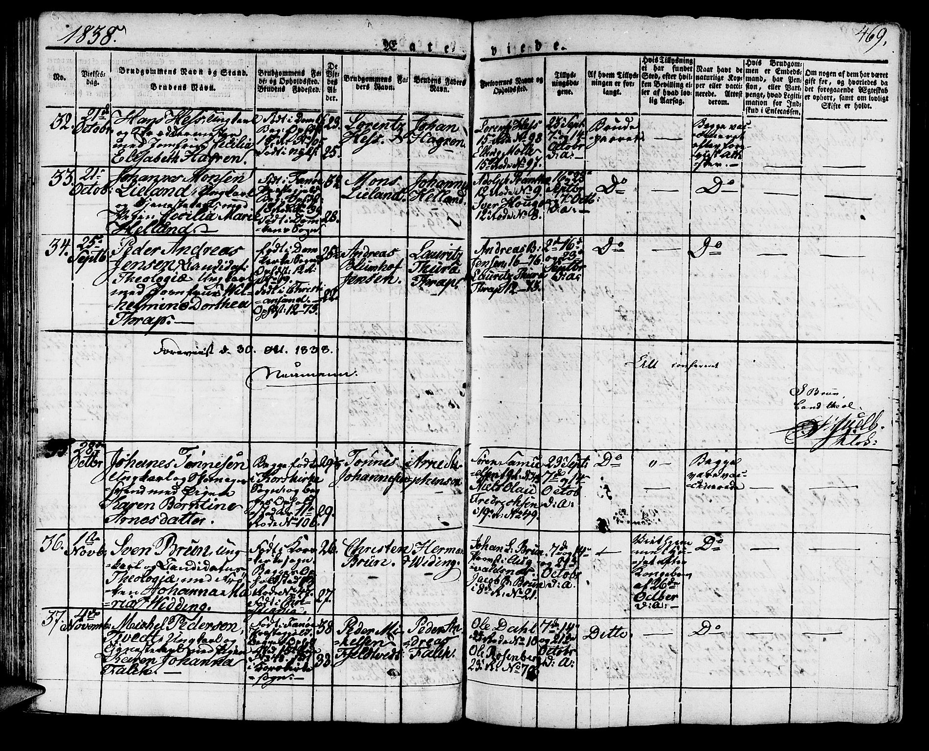 Domkirken sokneprestembete, SAB/A-74801/H/Haa/L0012: Parish register (official) no. A 12, 1821-1840, p. 469