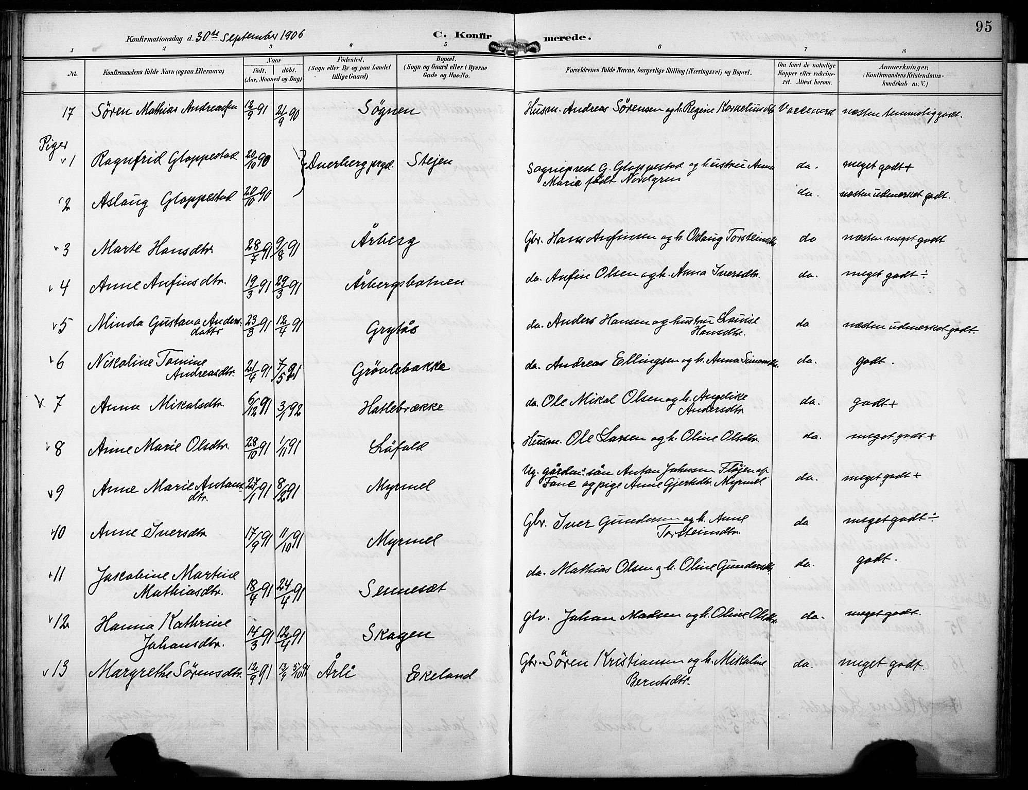 Gaular sokneprestembete, SAB/A-80001/H/Haa: Parish register (official) no. B 2, 1898-1911, p. 95
