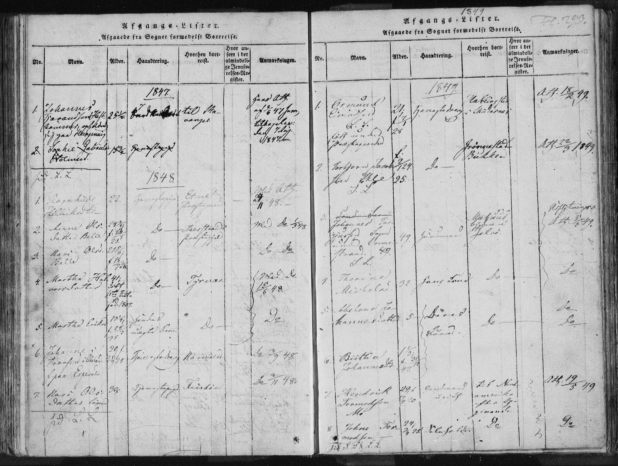 Vikedal sokneprestkontor, AV/SAST-A-101840/01/IV: Parish register (official) no. A 3, 1817-1850, p. 293