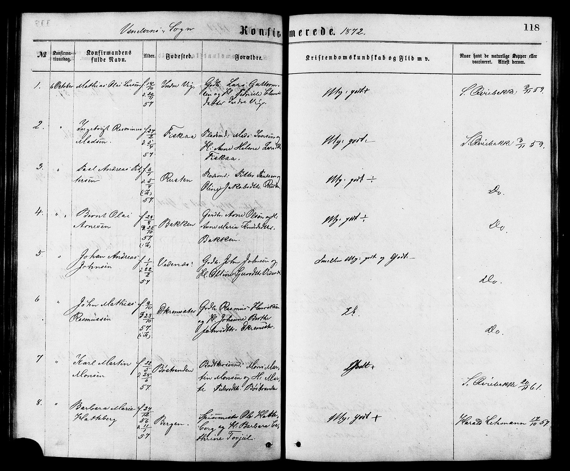 Ministerialprotokoller, klokkerbøker og fødselsregistre - Møre og Romsdal, AV/SAT-A-1454/501/L0007: Parish register (official) no. 501A07, 1868-1884, p. 118