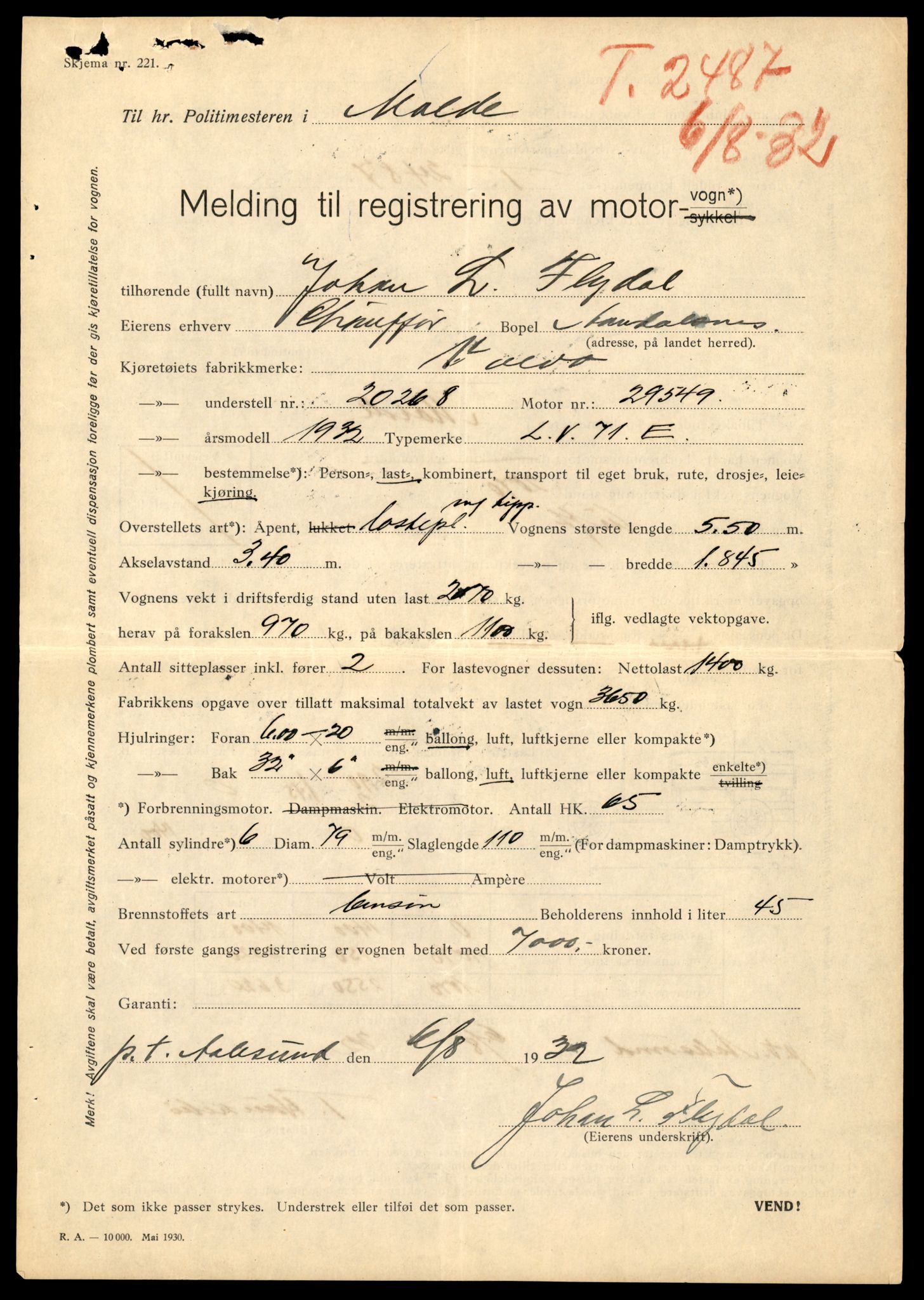 Møre og Romsdal vegkontor - Ålesund trafikkstasjon, AV/SAT-A-4099/F/Fe/L0019: Registreringskort for kjøretøy T 10228 - T 10350, 1927-1998, p. 643