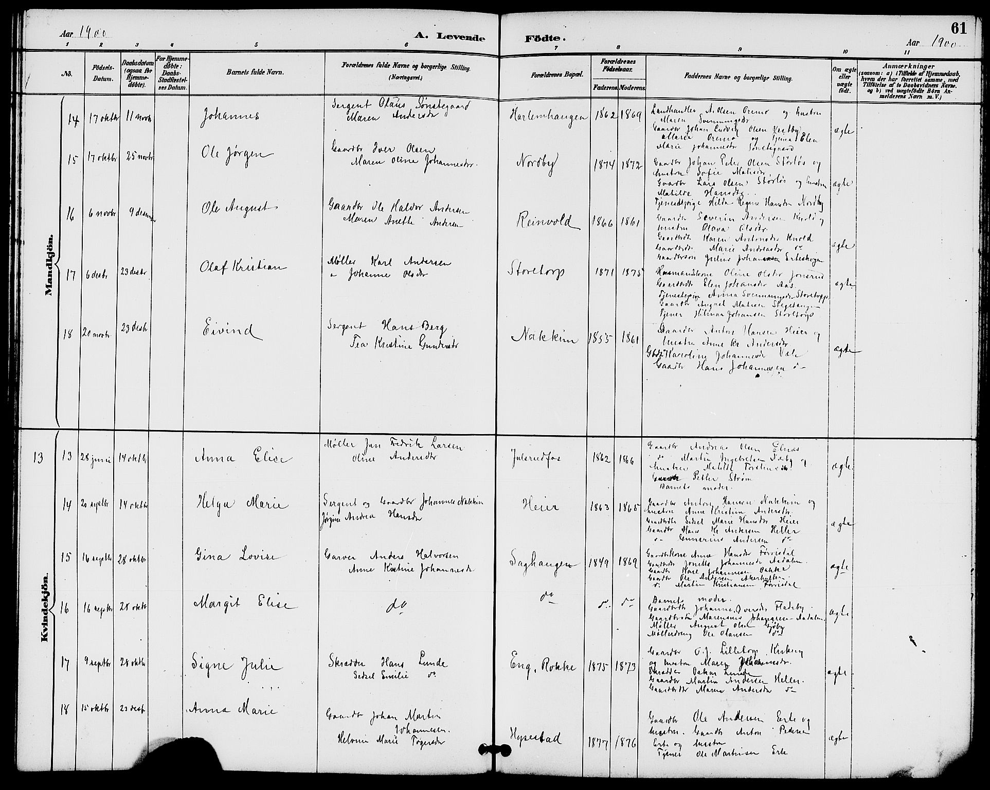 Rakkestad prestekontor Kirkebøker, AV/SAO-A-2008/G/Gb/L0001: Parish register (copy) no. II 1, 1887-1909, p. 61