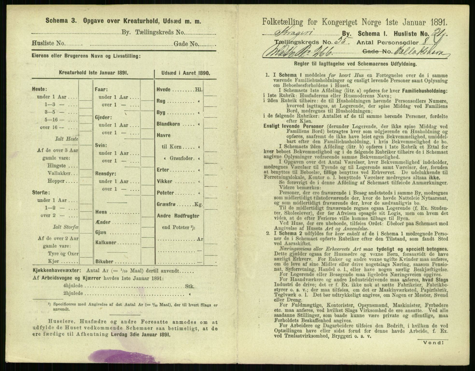 RA, 1891 census for 0801 Kragerø, 1891, p. 1348